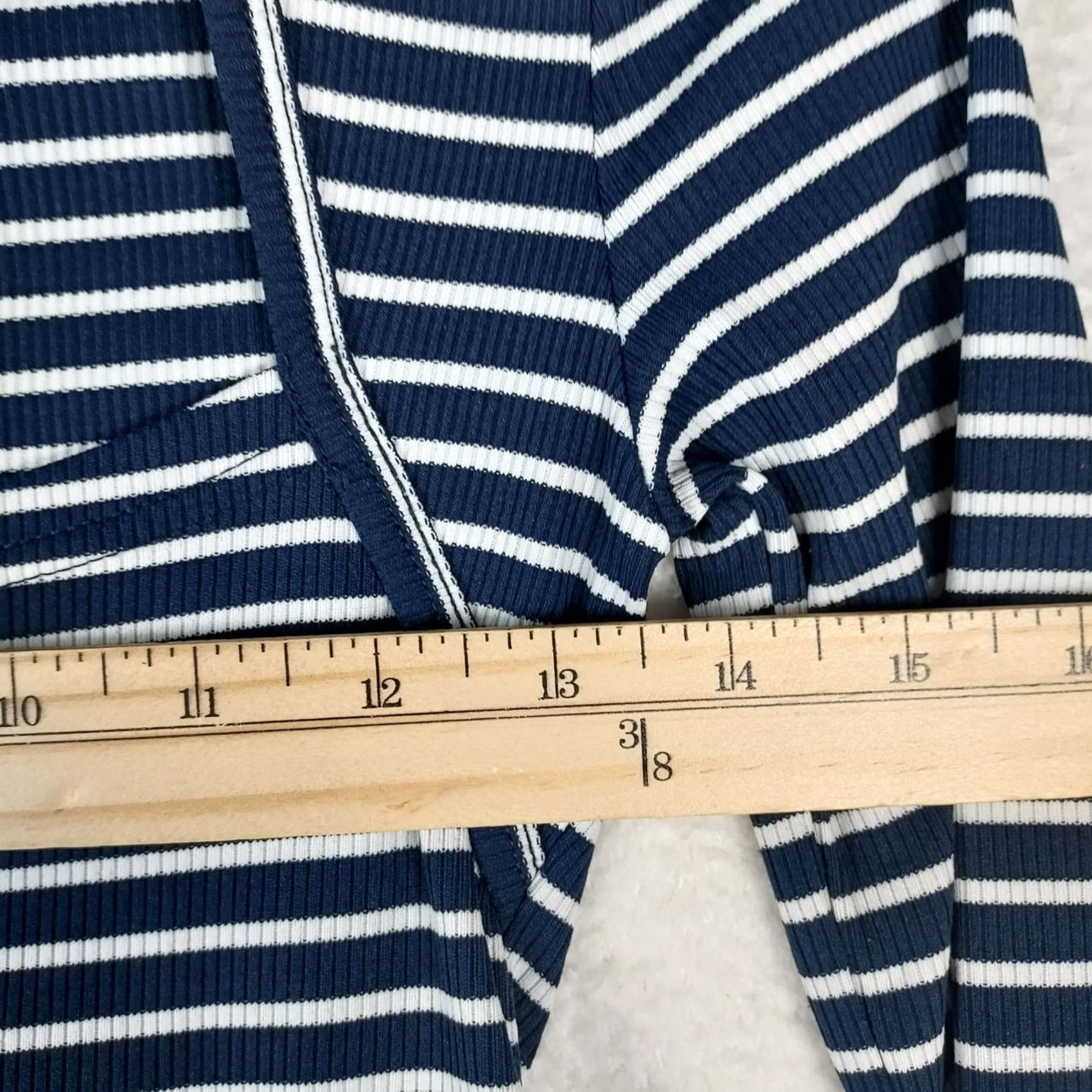 Vintage Edikted Cropped Long Sleeve Top Womens Small Navy White Striped Layered Size S / US 4 / IT 40 - 5 Thumbnail