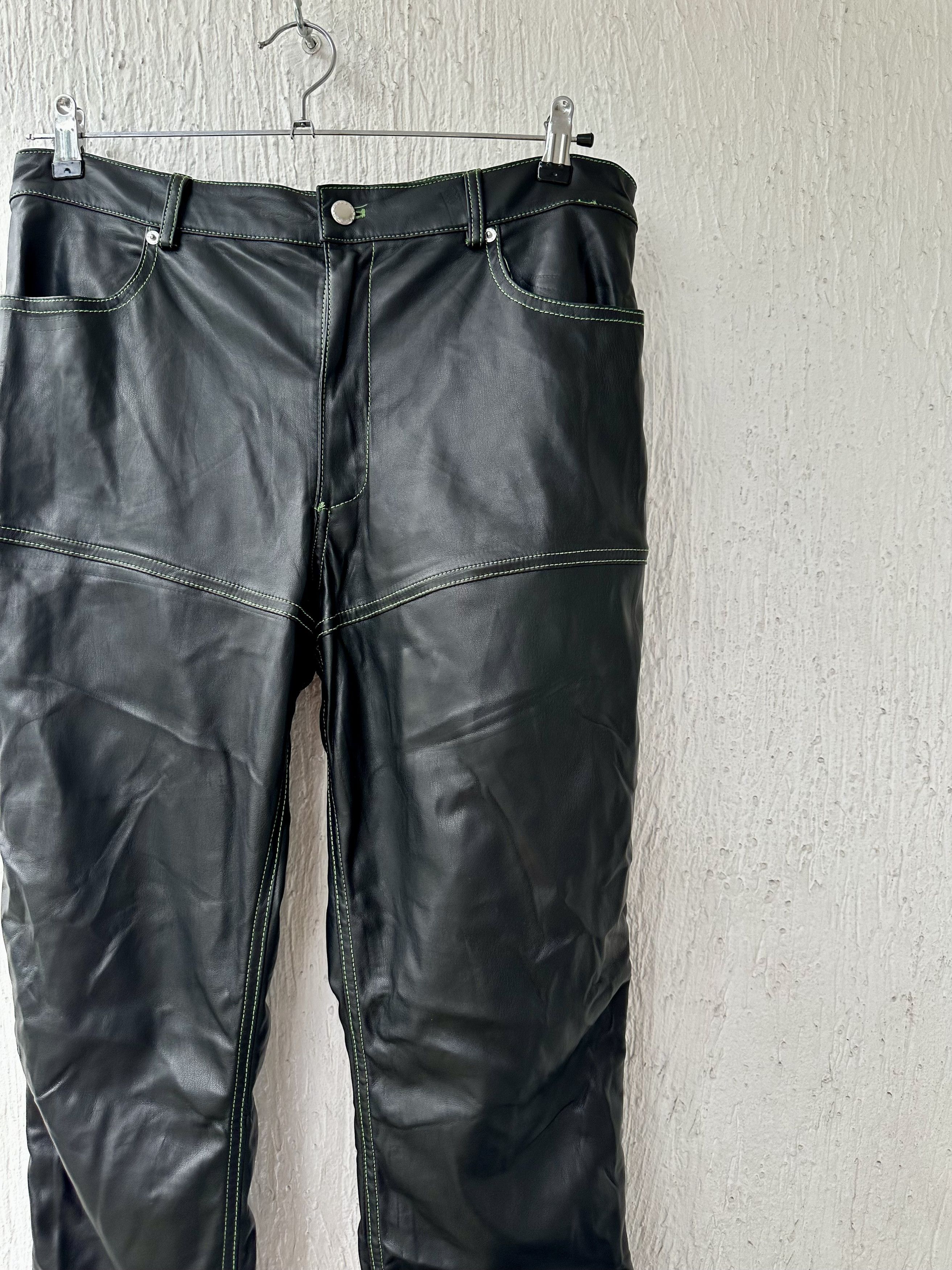 Eckhaus Latta BLACK FAUX-LEATHER PANELED PANTS Size US 34 / EU 50 - 2 Thumbnail