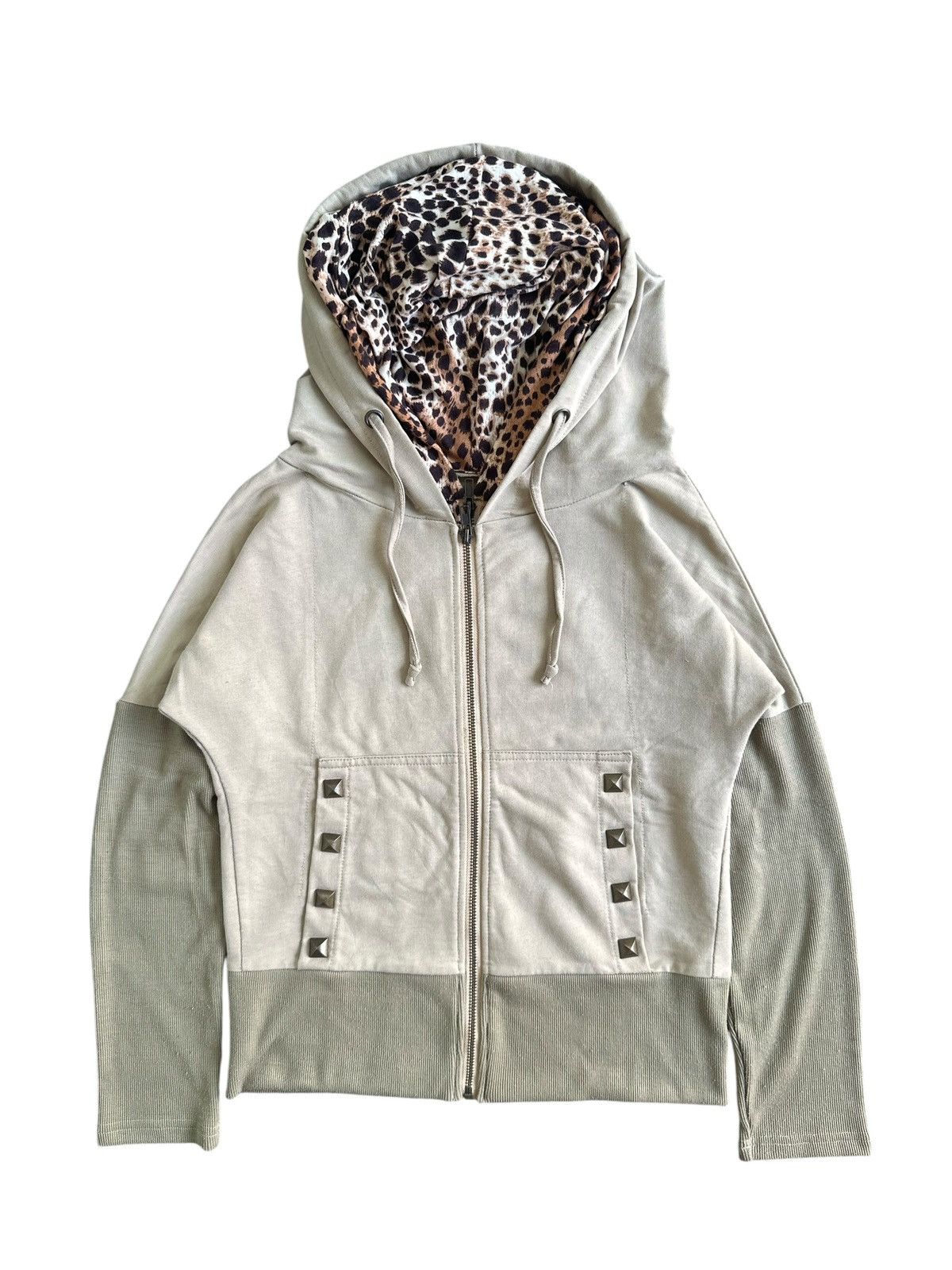 Beauty Beast 2000s STUDDED DOUBLE LAYER CROPPED LEOPARD ZIP HOODIE Size M / US 6-8 / IT 42-44 - 7 Thumbnail