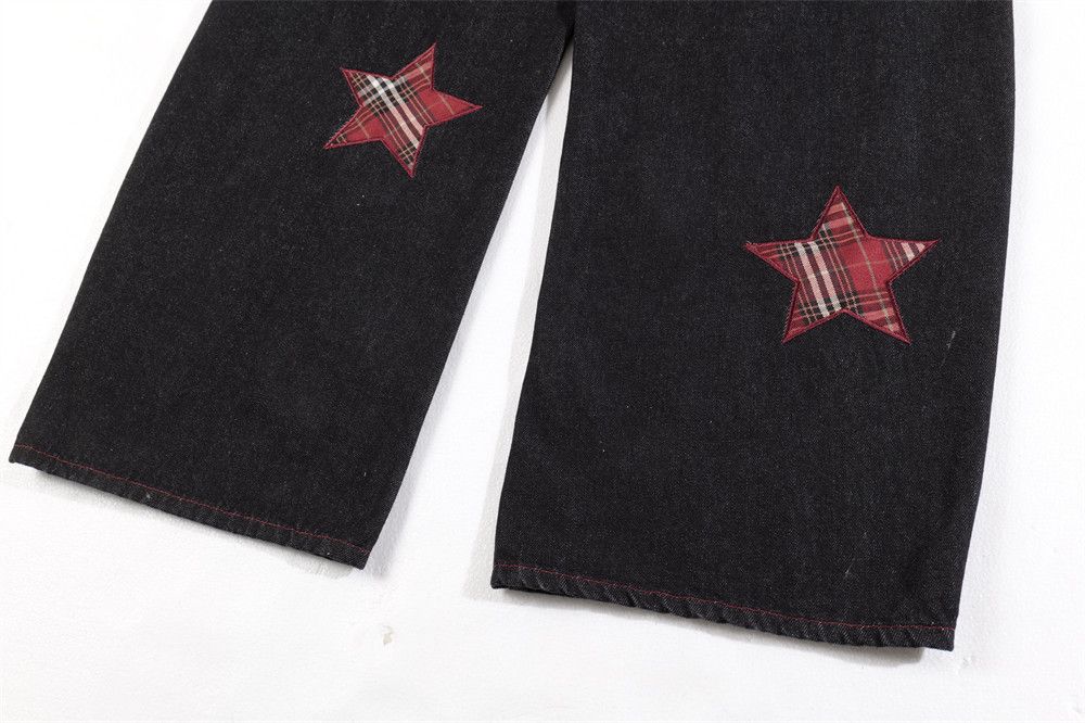 Jean Men's trendy high street patch star loose scimitar jeans Size US 32 / EU 48 - 5 Thumbnail