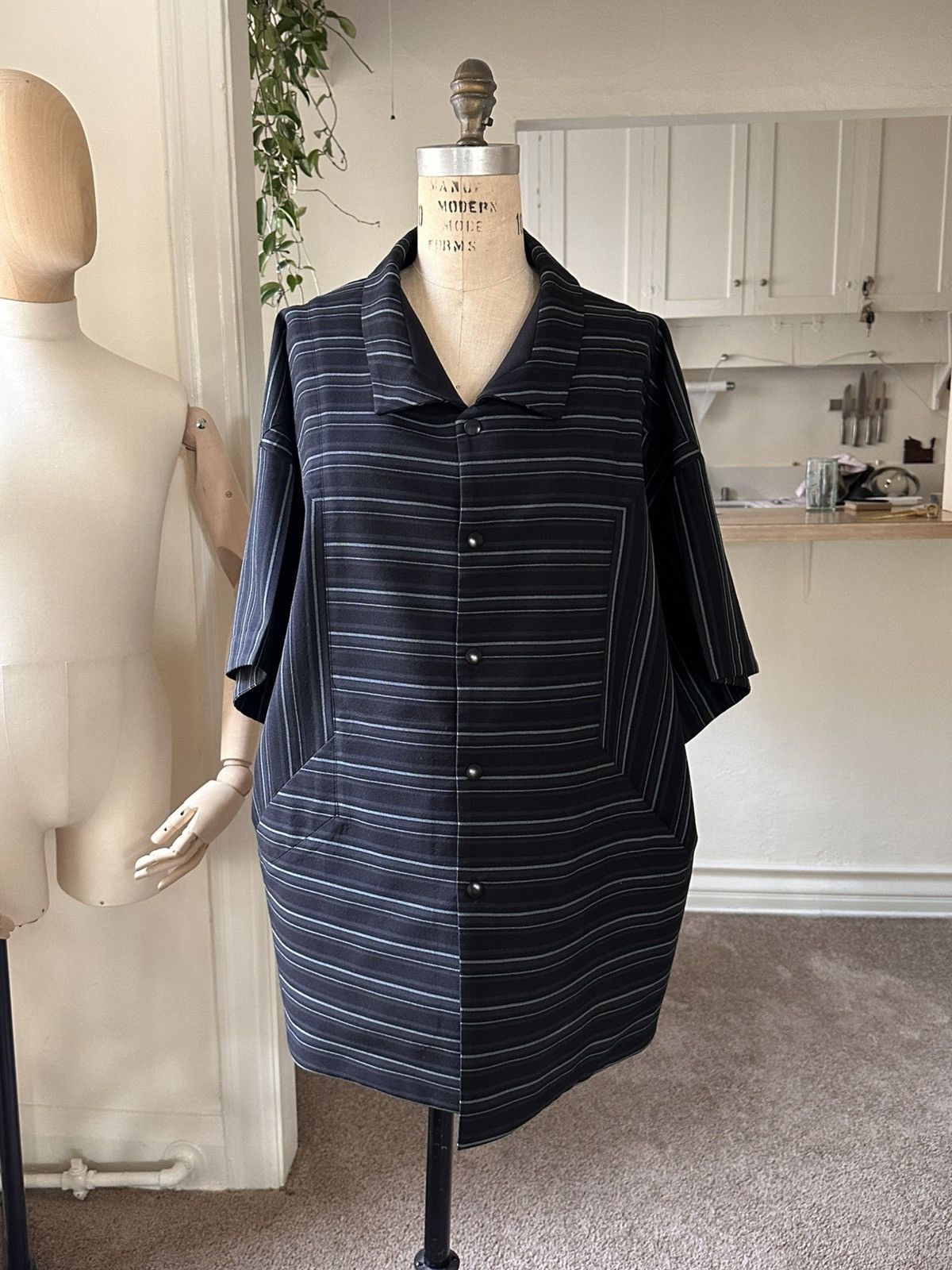 Kiko Kostadinov Midnight Stripe Lentz Wool Overshirt | Grailed