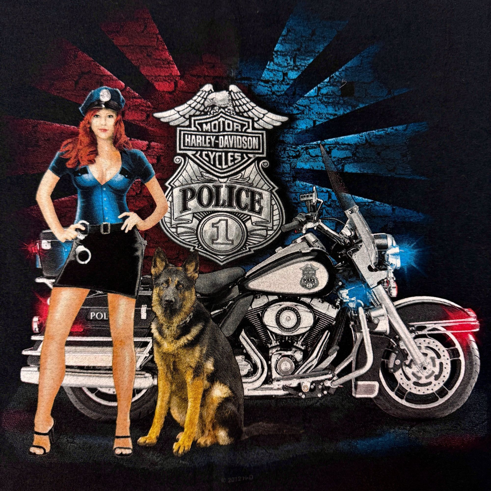 Harley Davidson H-D Asheville NC Mountain TUNNEL Route PINUP POLICE COP K9 Size US L / EU 52-54 / 3 - 3 Thumbnail