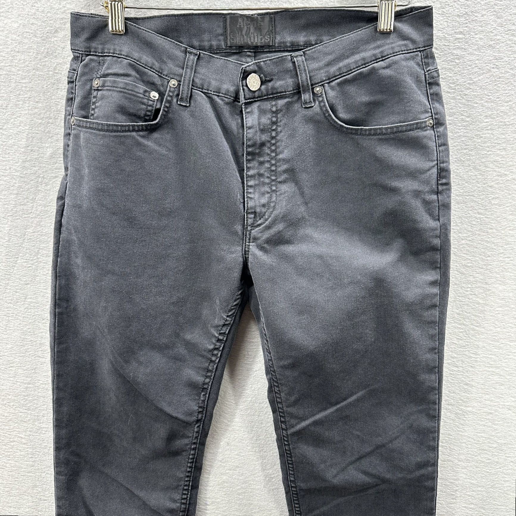 Acne Studios Acne Studios Ace UPS Black Jeans Mens 33x34 Gray Slim Fit Stretch Denim Pants Size US 33 - 2 Thumbnail