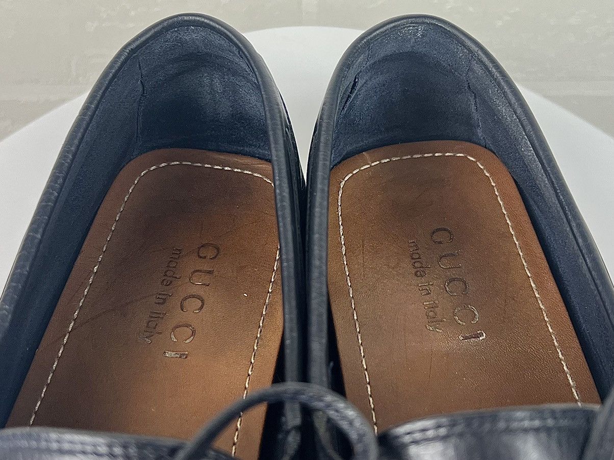 Gucci GUCCI Loafers Leather Shoes Laces Tassels Bamboo Navy Men's Size US 9.5 / EU 42-43 - 16 Thumbnail