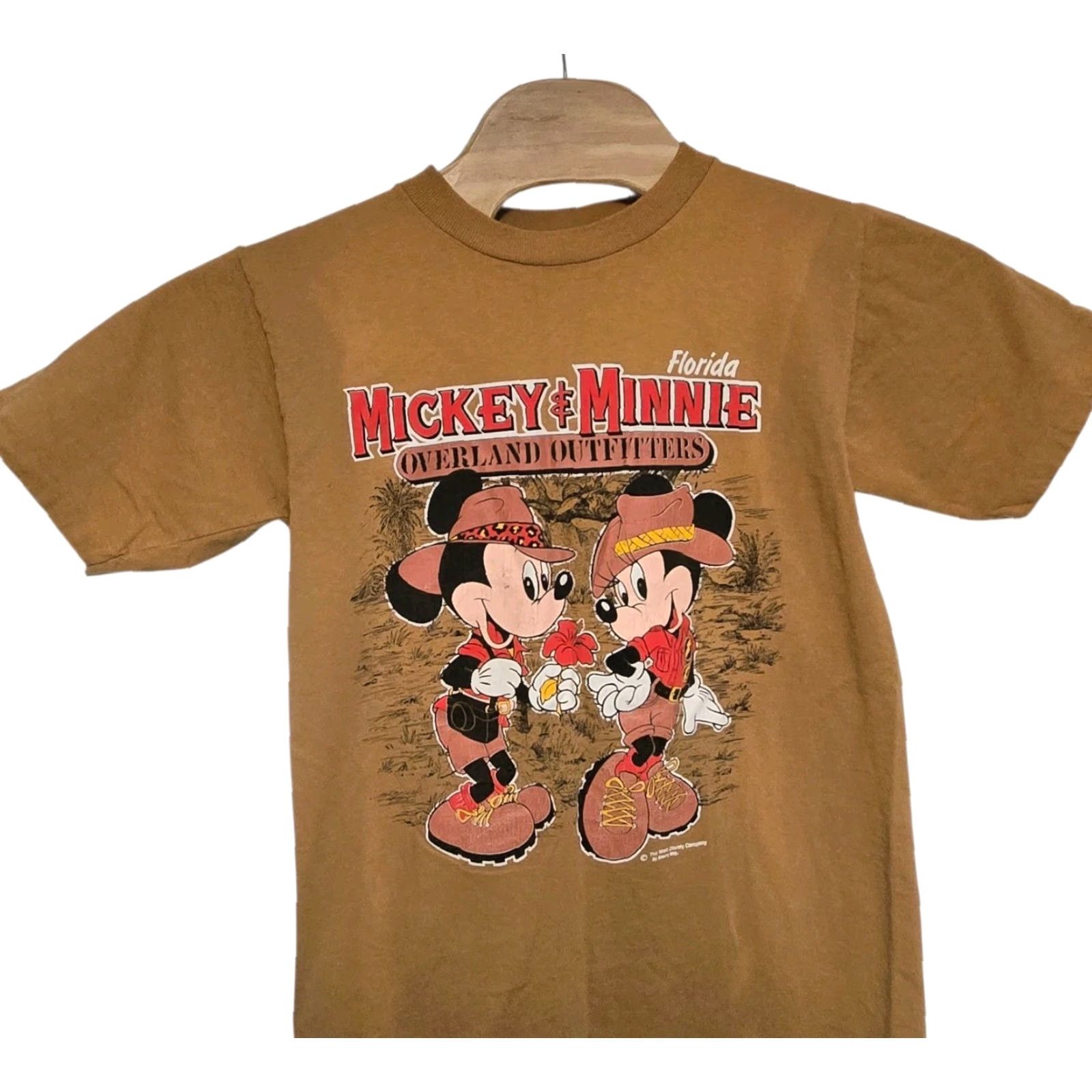 Vintage VINTAGE Mickey & Minnie Florida Overland Outfitters T Shirt Unisex Adults M Beige 90s 80s Disney Shirt Size US M / EU 48-50 / 2 - 2 Thumbnail