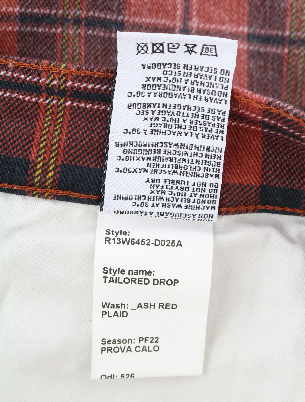 R13 TAILORED DROP 27 Ash Red Plaid 85766 Size 27" / US 4 / IT 40 - 8 Thumbnail