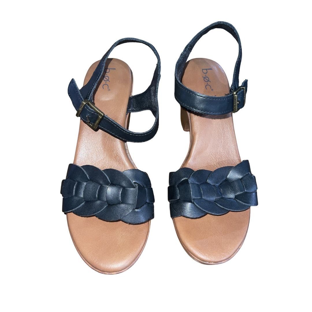 Born BOC by Born Gigi Platform Block Heeled Sandals Woven Retro Size US 7.5 / IT 37.5 - 2 Thumbnail