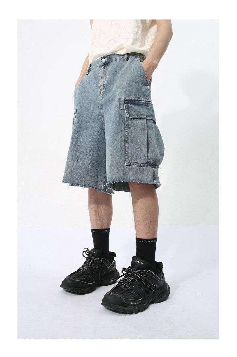 Japanese Brand × Jean Retro pocket cool workwear washed denim shorts Size US 32 / EU 48 - 2 Thumbnail