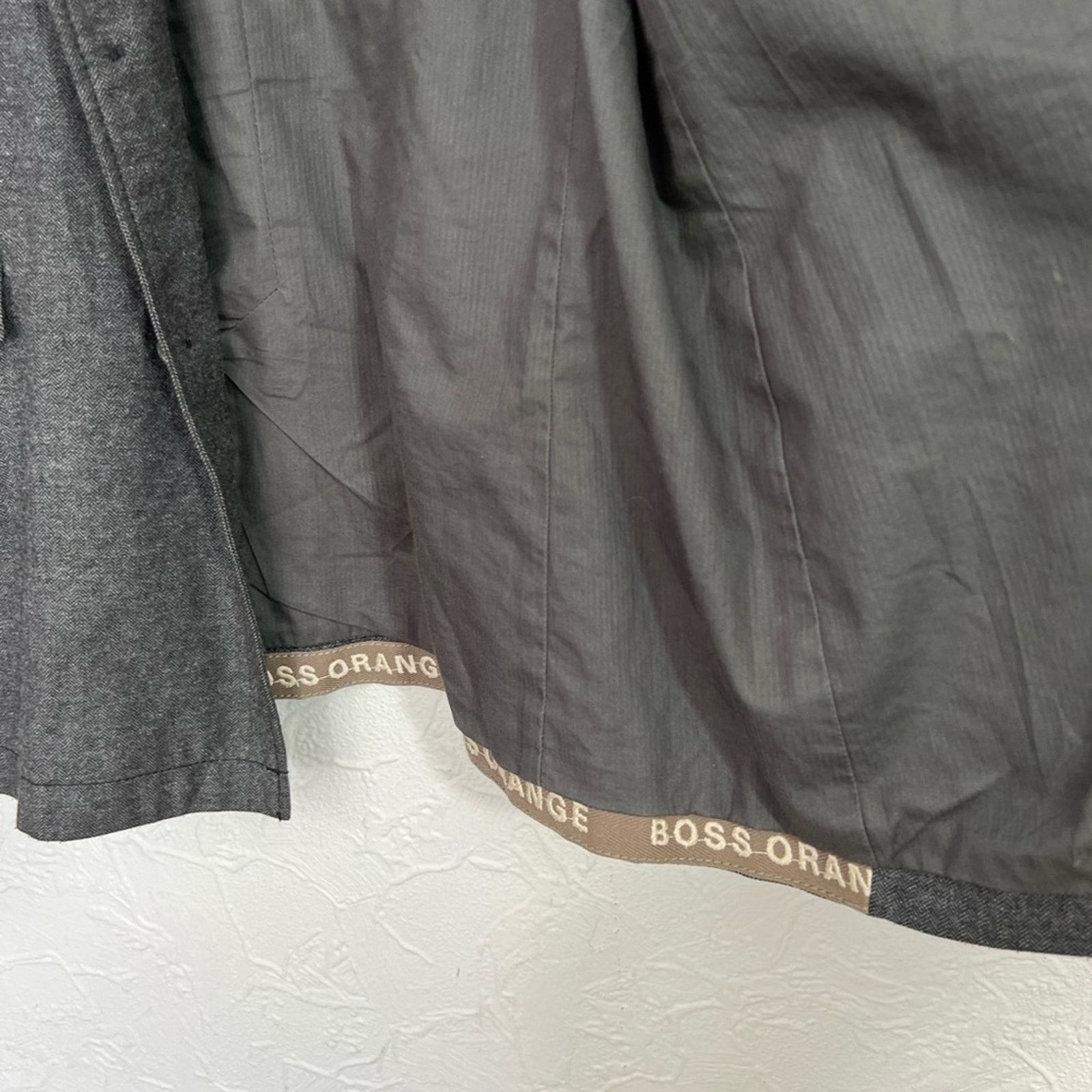 Hugo Boss 44R Hugo Boss Orange Men’s Jacket Gray Wool Blend Military Size 44R - 8 Thumbnail