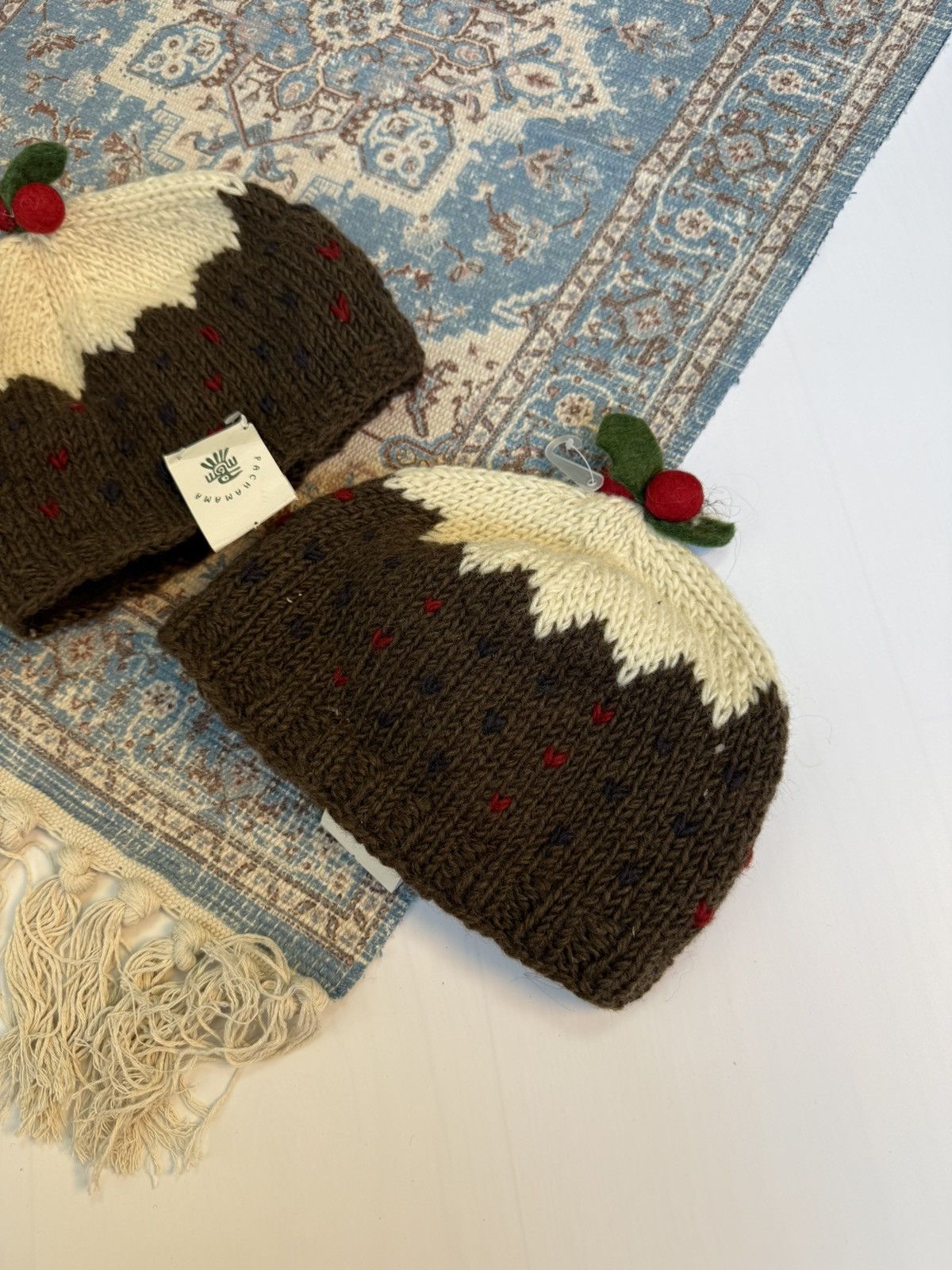 Handmade Pachamama Christmas Pudding Wool Hat X2 Size ONE SIZE - 3 Thumbnail