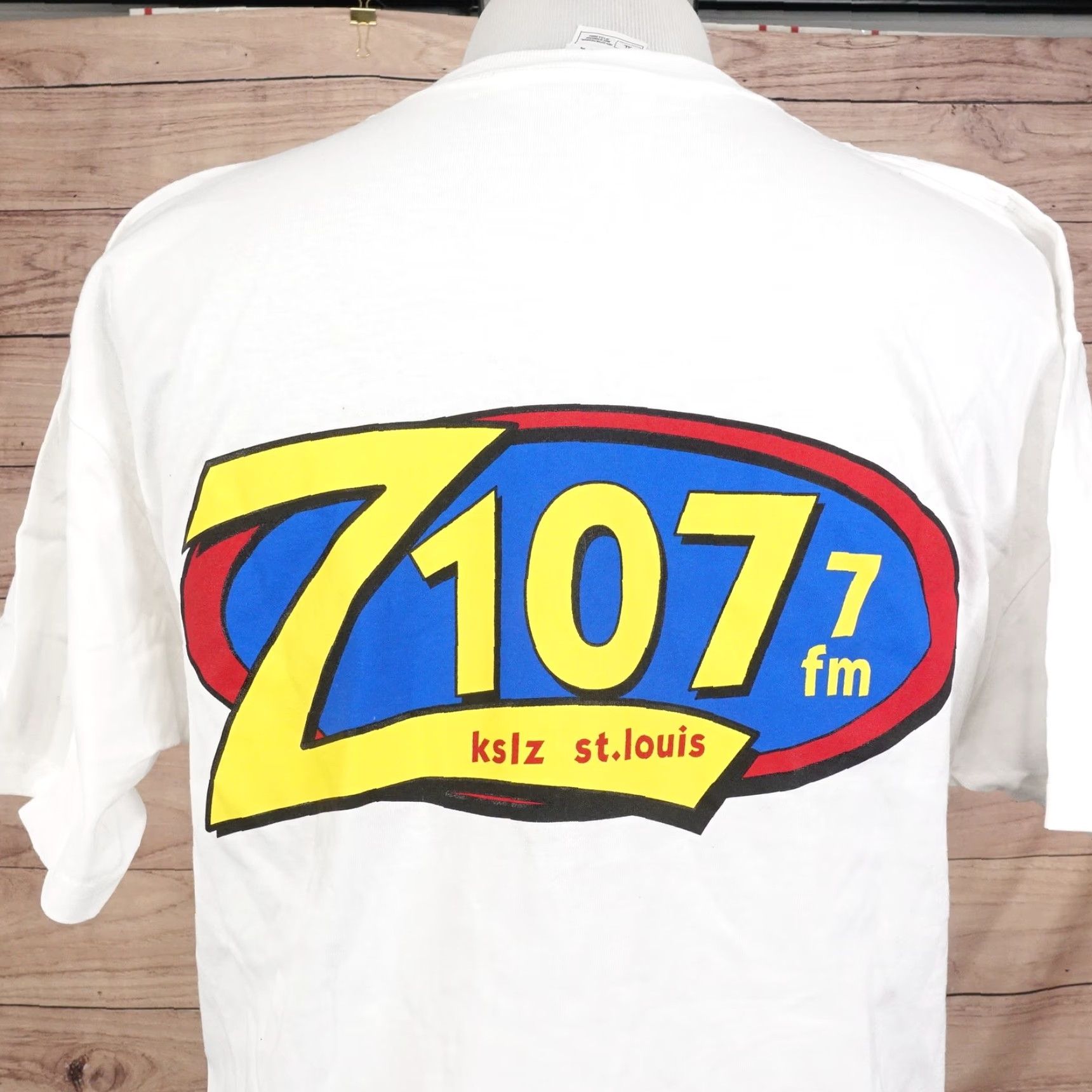 Fruit Of The Loom VINTAGE Radio Promo T-Shirt Mens XL Cotton White 90s St Louis KSLZ Z107.7 Graphic Size US XL / EU 56 / 4 - 5 Thumbnail