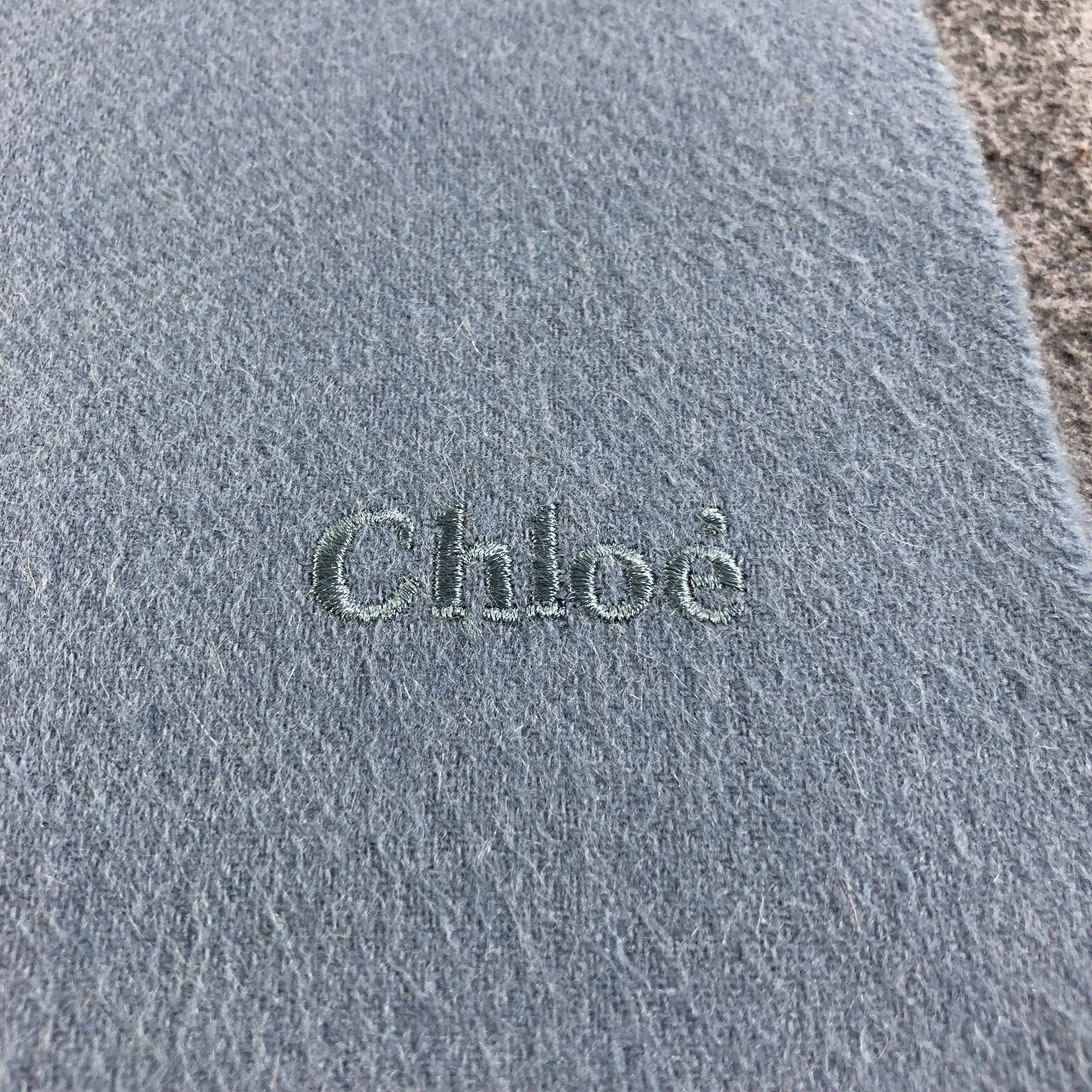 Vintage Chloe Plain Blue Cashmere Scarf Muffler V1360 Size ONE SIZE - 4 Thumbnail
