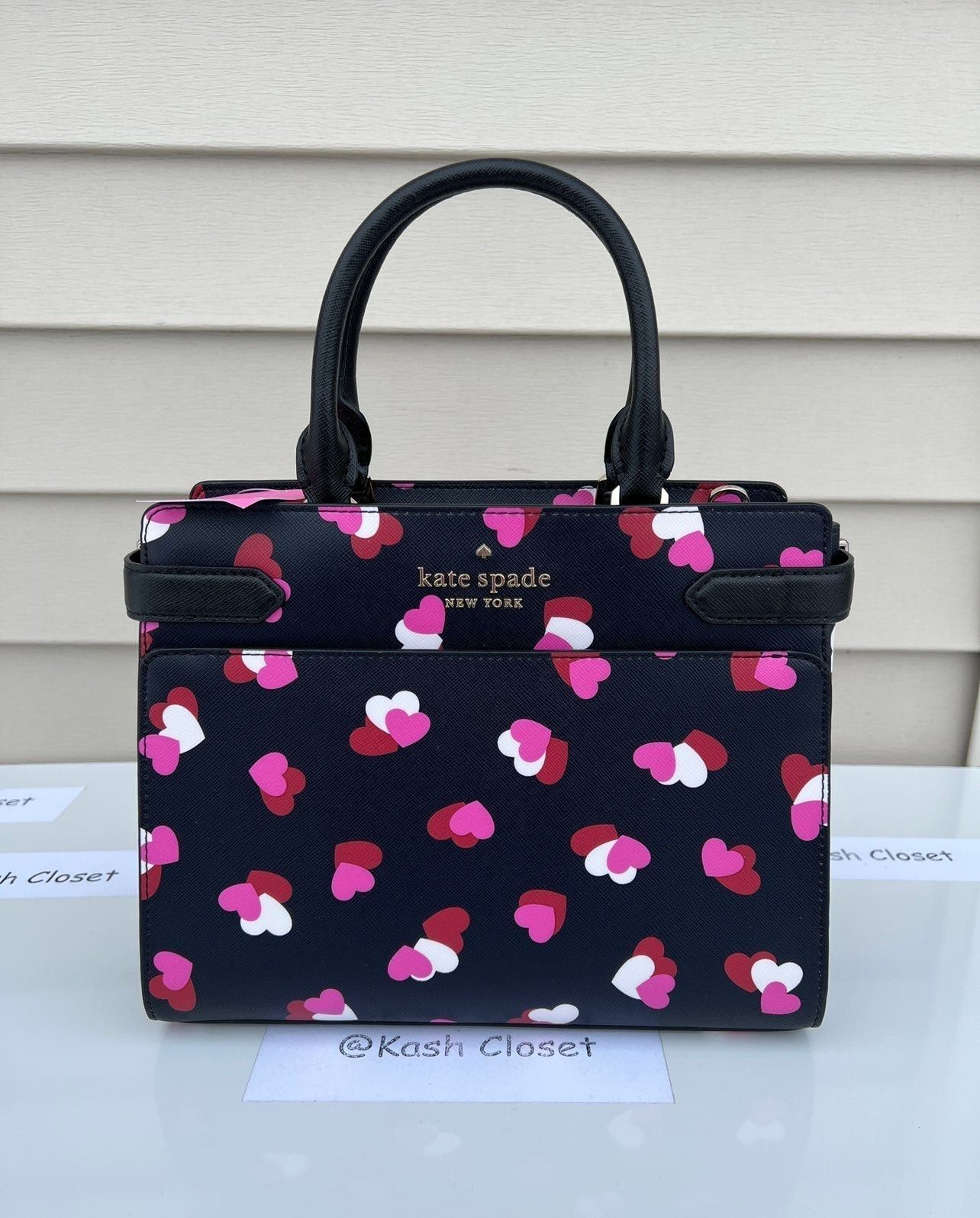 Kate Spade Kate Spade Satchel Staci Medium Satchel Heart Print Black M Size ONE SIZE - 2 Thumbnail