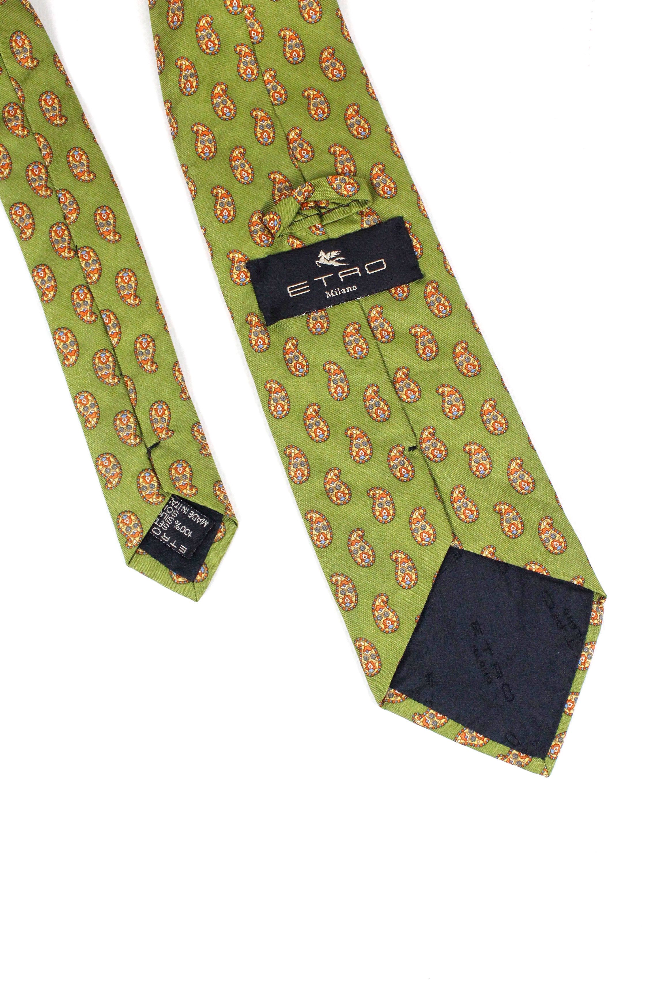 Etro Etro Milano Green Paisley Pattern Silk Tie Cravatte Size ONE SIZE - 2 Thumbnail
