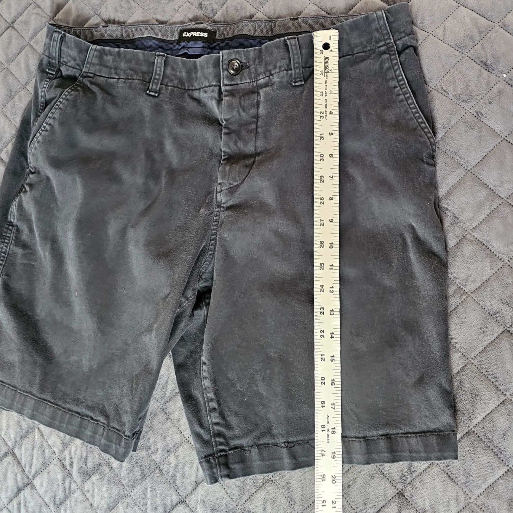 Express Express Chino Shorts Stretch+ Black 38 x 10" Inseam Classic At The Knee Casual Mens Size US 38 / EU 54 - 5 Thumbnail