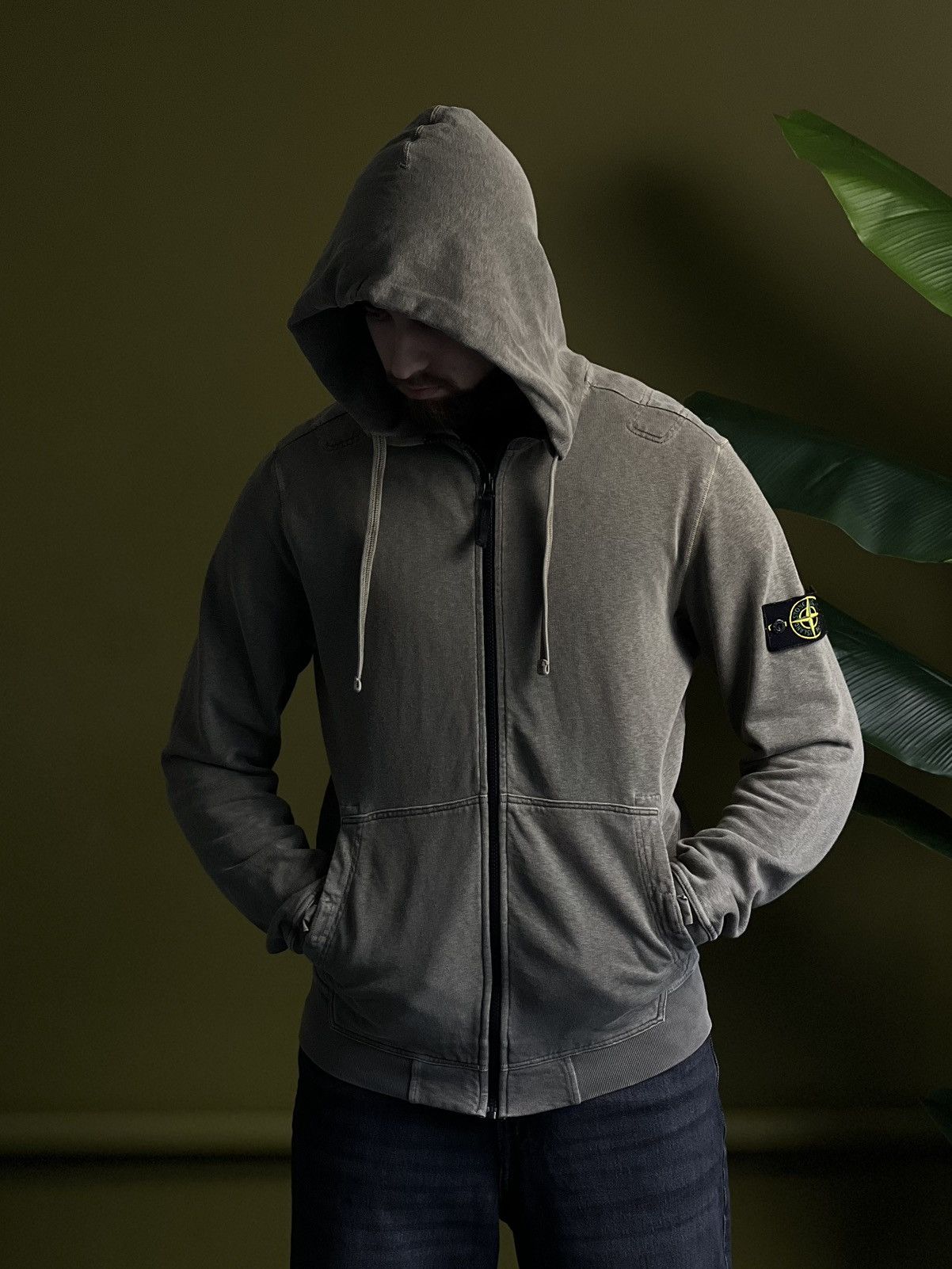 Stone Island Khaki Green Hoodie L — Perfect Condition