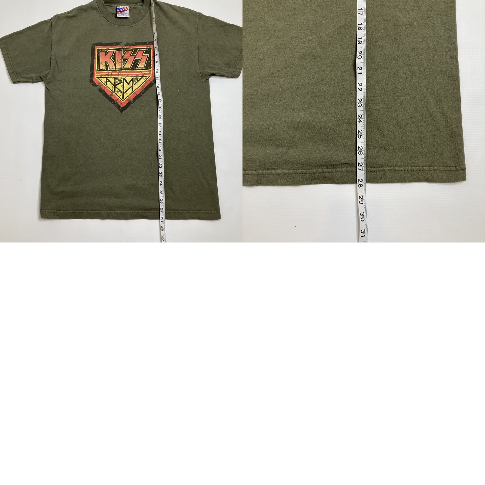 Vintage VINTAGE Murina Marina Kiss Army T Shirt Rock Tee Men’s Size L Green Made In The USA Size US L / EU 52-54 / 3 - 8 Thumbnail