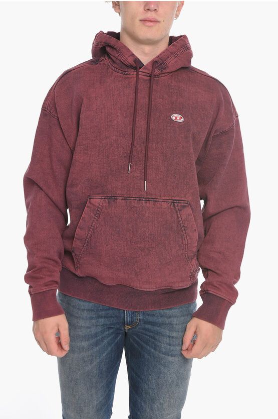 Image of Diesel D-Um-Rib-Ne Felpa Hoodie Sweatshirt With Embroiedered Logo in Blue, Men's (Size XS)