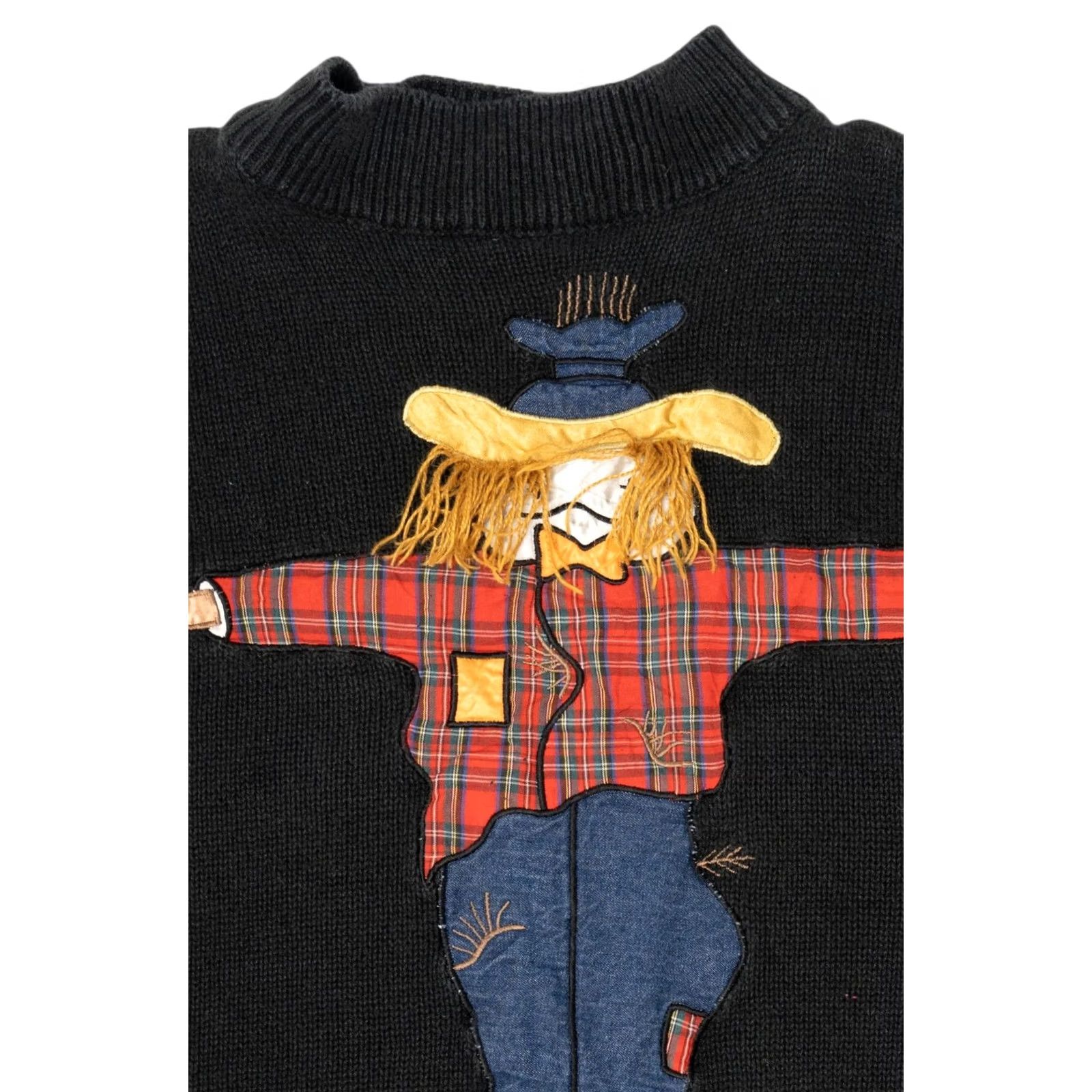 Vintage VINTAGE Colleen's Collectibles Scarecrow Autumn Harvest Halloween Sweater Large Black 1990sRamie / Cotton Mens Size US L / EU 52-54 / 3 - 6 Thumbnail