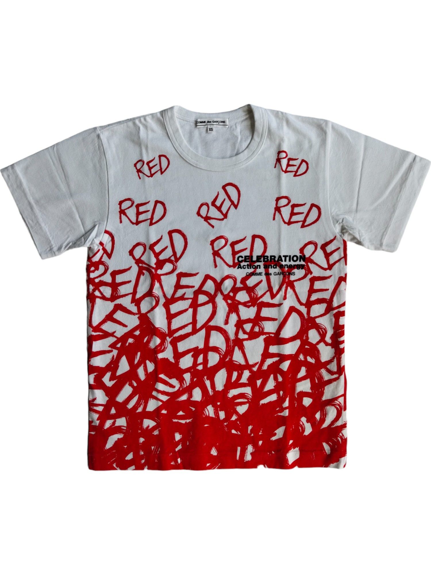 Comme des Garcons White T-Shirt With Red Celebration Random Print Size XS / US 0-2 / IT 36-38 - 1 Thumbnail