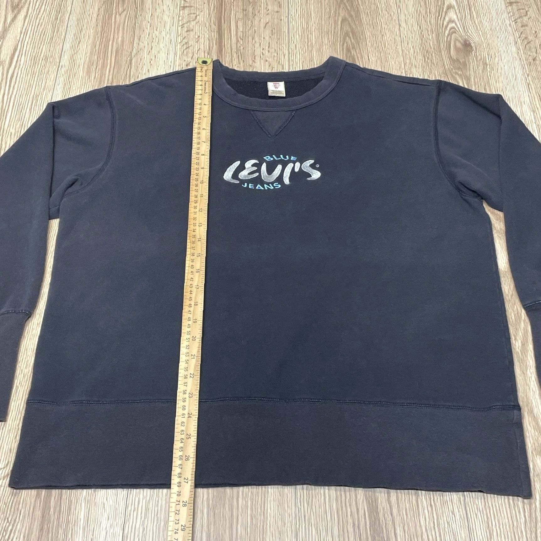 Levi's Levi's Women’s Blue Sweatshirt Large Activewear Pullover Embroidered Black Faded Size L / US 10 / IT 46 - 4 Thumbnail