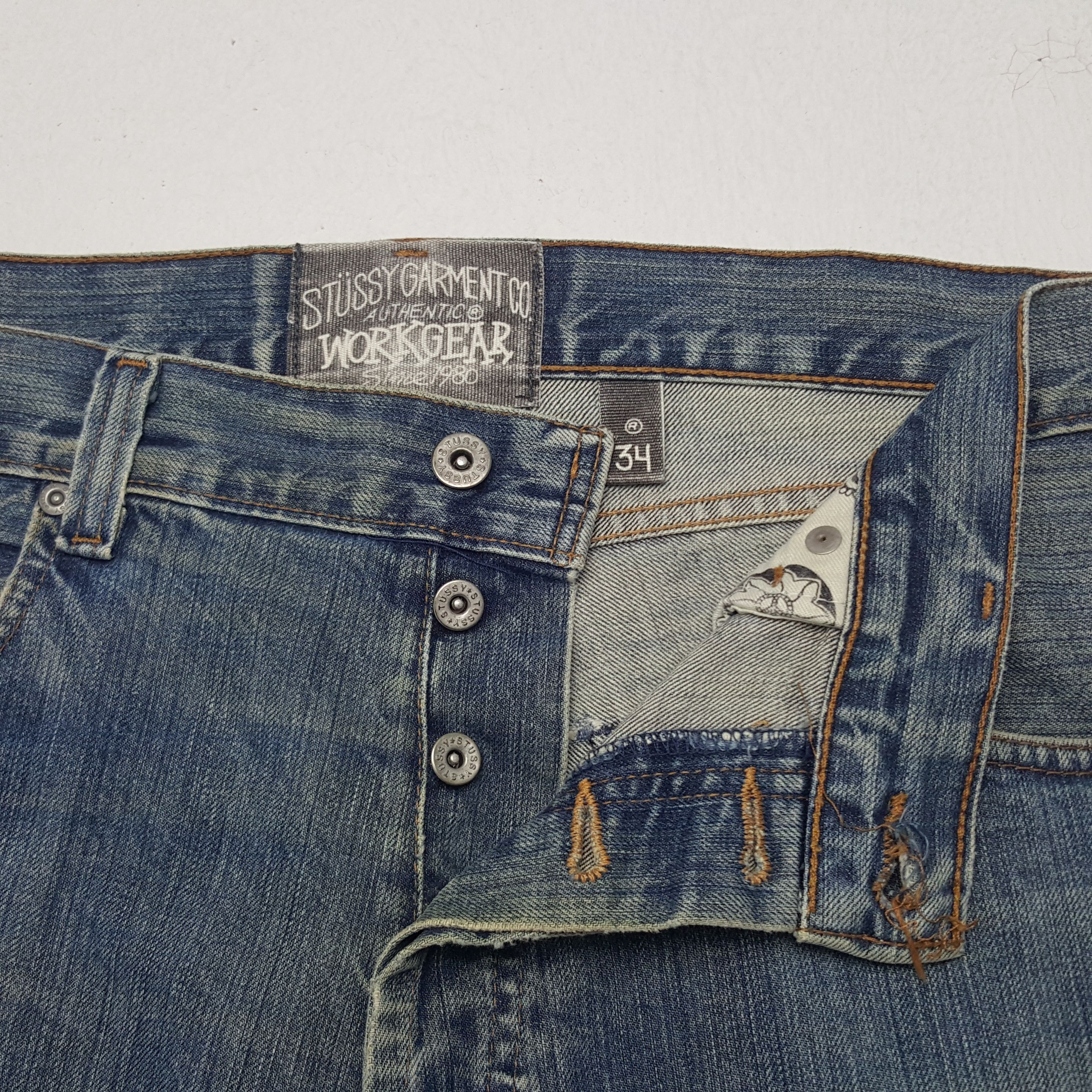 Stussy × Vintage Vintage Stussy Streetwear Custom Art Big Logo Denim Jeans Size US 35 - 12 Thumbnail