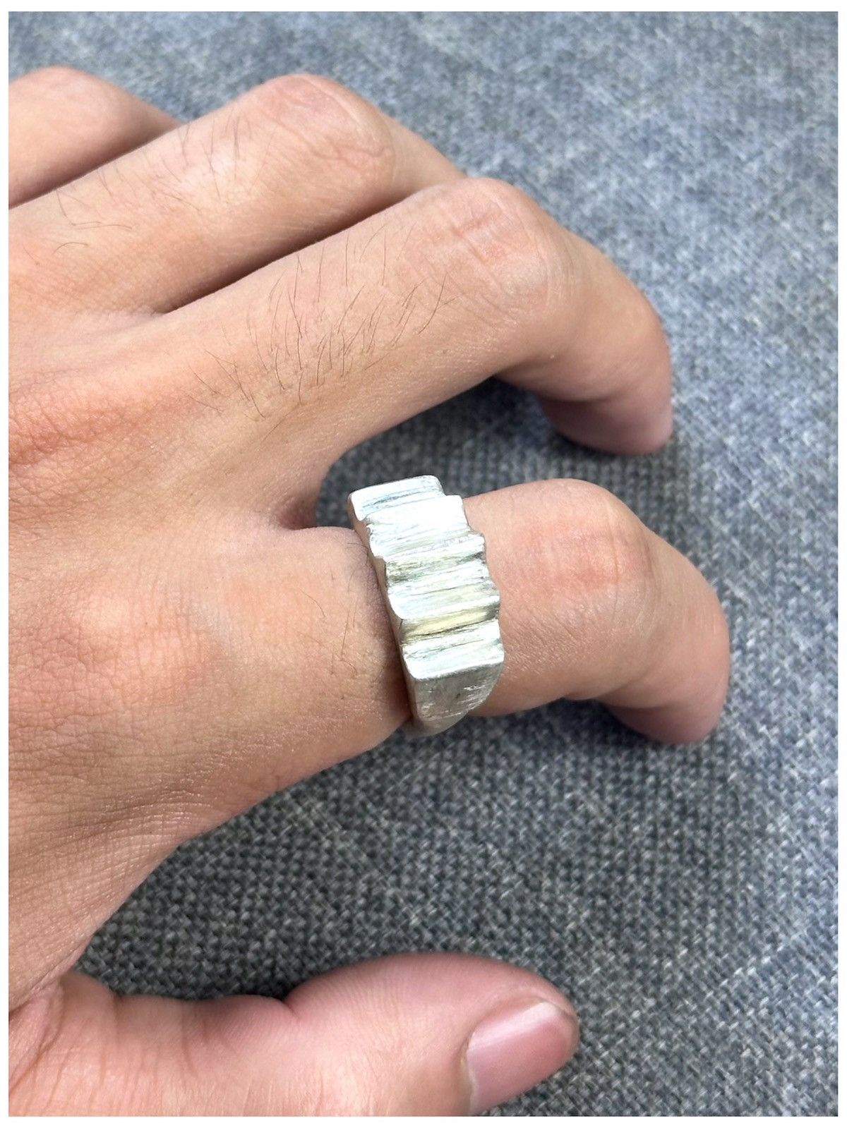 Vintage 2000s HANDCRAFTED BRUTALIST PILLAR STERLING SILVER RING Size ONE SIZE - 4 Thumbnail