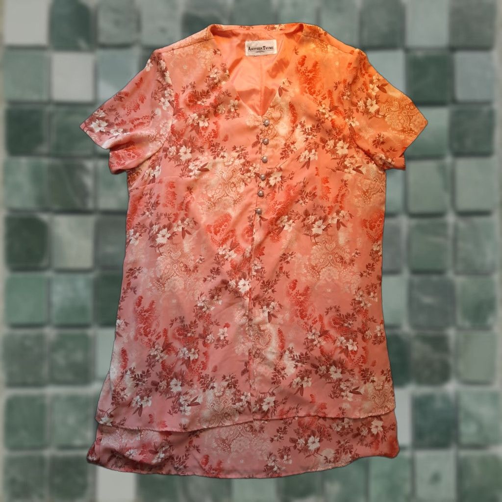 Pinko Another Thyme Womens Dress 43" Long 51" Chest Pink Floral Button Down Dress Size M / US 6-8 / IT 42-44 - 1 Thumbnail
