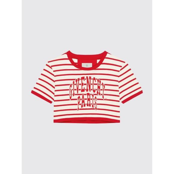 Givenchy o1srvl11e1124 Cropped T-Shirt in White/Red Size L / US 10 / IT 46 - 1 Thumbnail