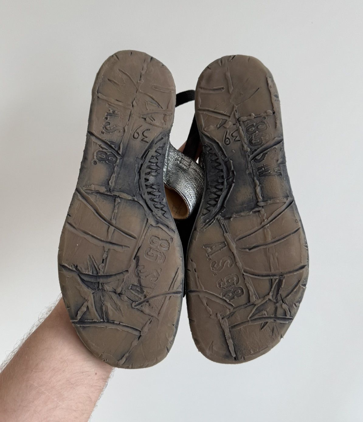A.S.98 A.S. 98 Airstep Black/Silver Leather Sandals AvantGarde Size US 9 / IT 39 - 9 Thumbnail
