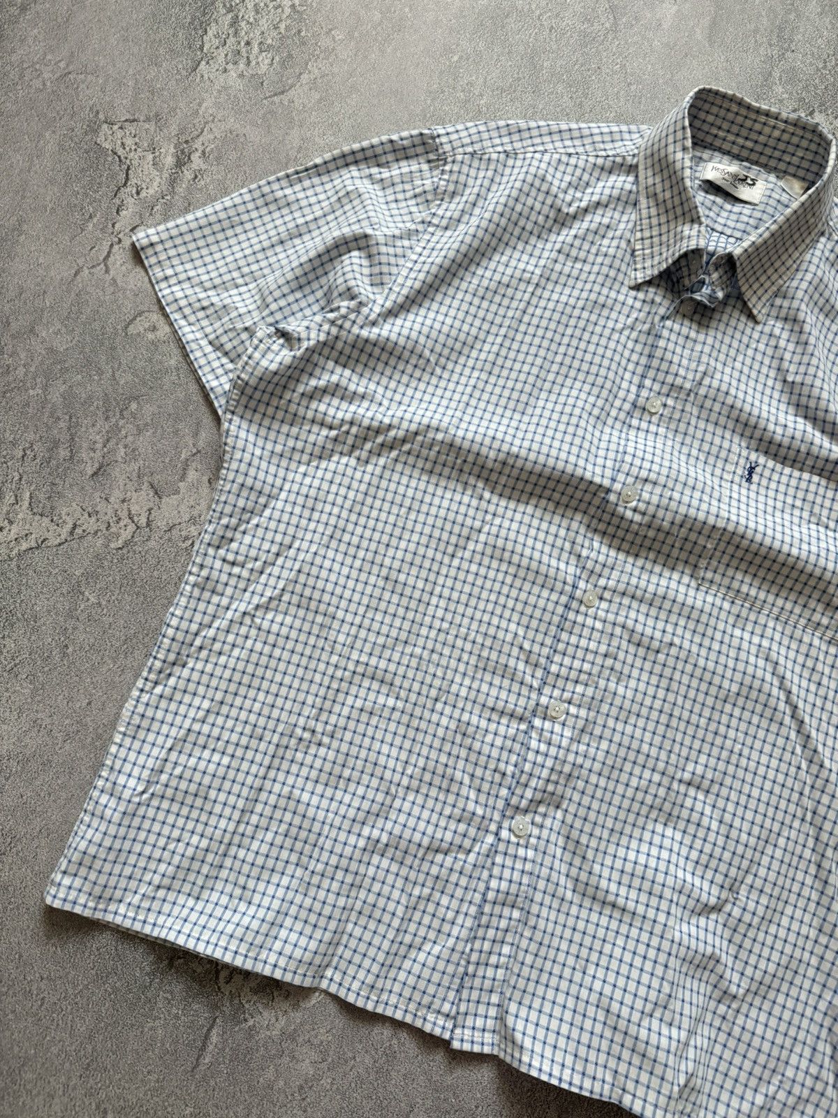 Vintage × Yves Saint Laurent YvesSaintLaurent YSL XL checkered shirt button up polo tee Size US XL / EU 56 / 4 - 6 Thumbnail