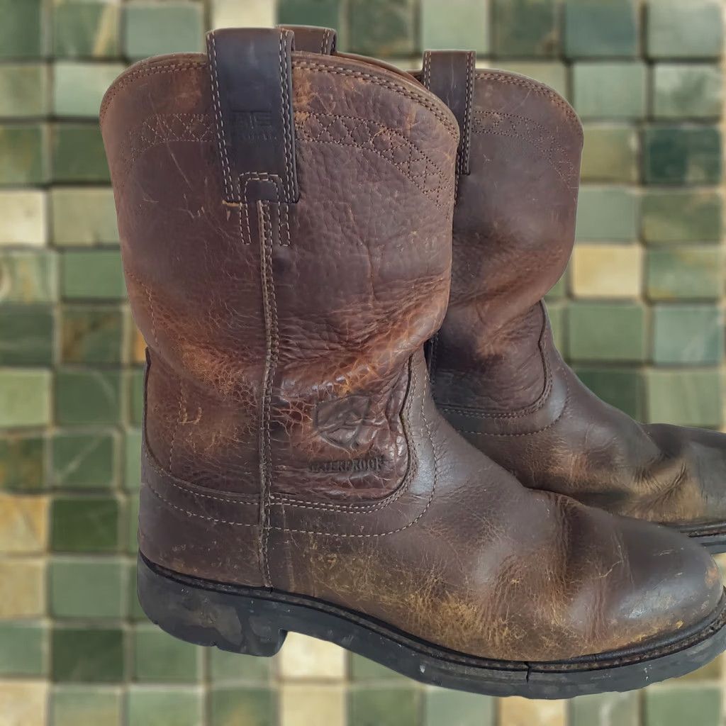 Ariat Ariat Sierra H2O Waterproof Mens Western Leather Work Cowboy Boots 10002385 Brown Mid-Calf Rubber Outsole Rounded Toe Pull On 10.5 Comfort Plus Size US 11 / EU 44 - 1 Thumbnail
