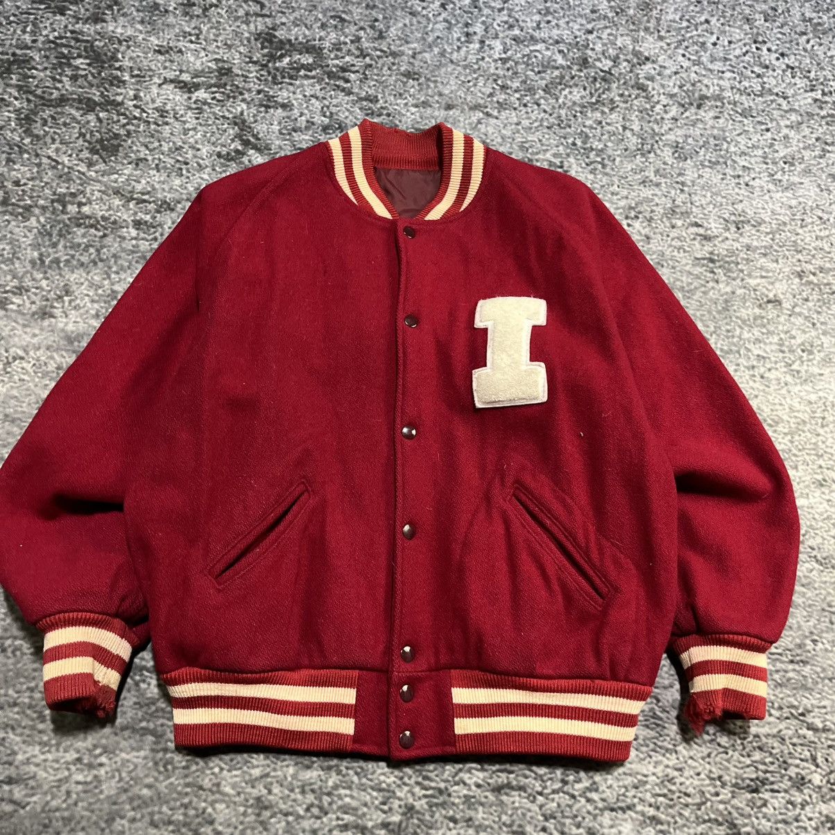 Vintage VINTAGE 1950s/1960s Wool Letterman Varsity Jacket Large Size US M / EU 48-50 / 2 - 3 Thumbnail