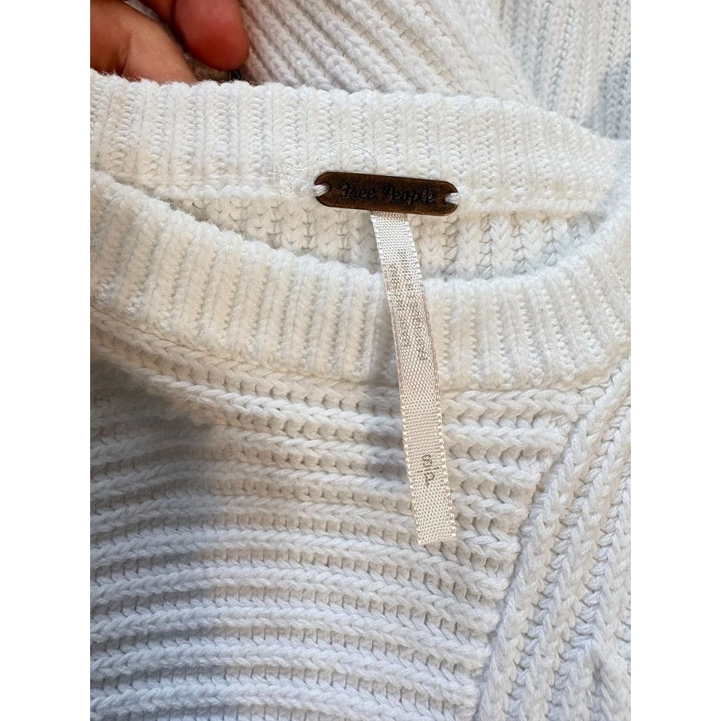 Free People Free People Ribbed Sweater White Small Asymmetric Oversized Size S / US 4 / IT 40 - 4 Thumbnail