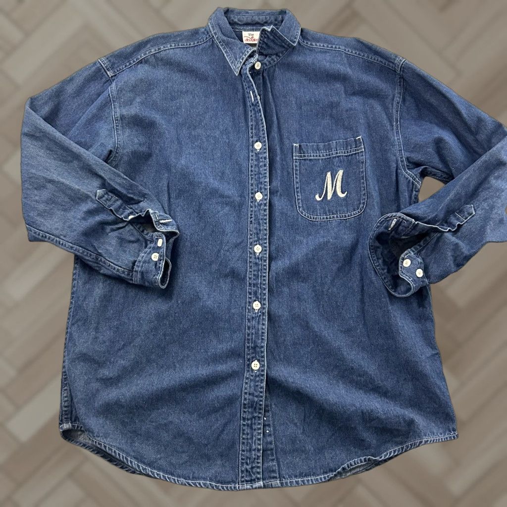 Disney Disney Mickey Long Sleeve Button-Up Denim Shirt Womens M Blue Denim Embroidered Collared Cotton 100% Shirt Ladies Small Way Size M / US 6-8 / IT 42-44 - 1 Thumbnail