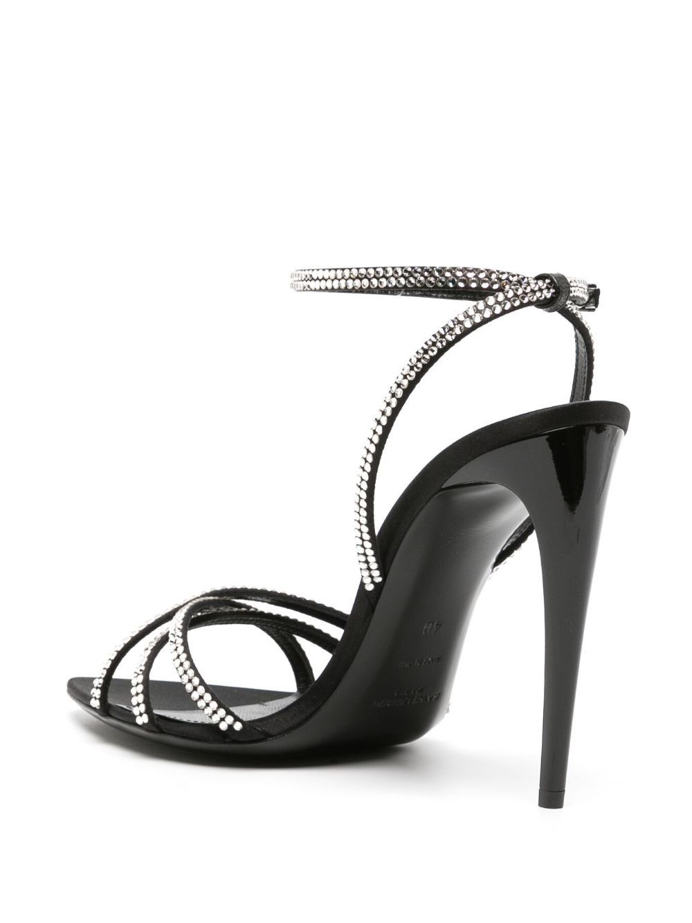 Saint Laurent Paris o1s1wg111025 Ava 105mm Rhinestone Embellished Sandals Black Size US 5 / IT 35 - 4 Thumbnail