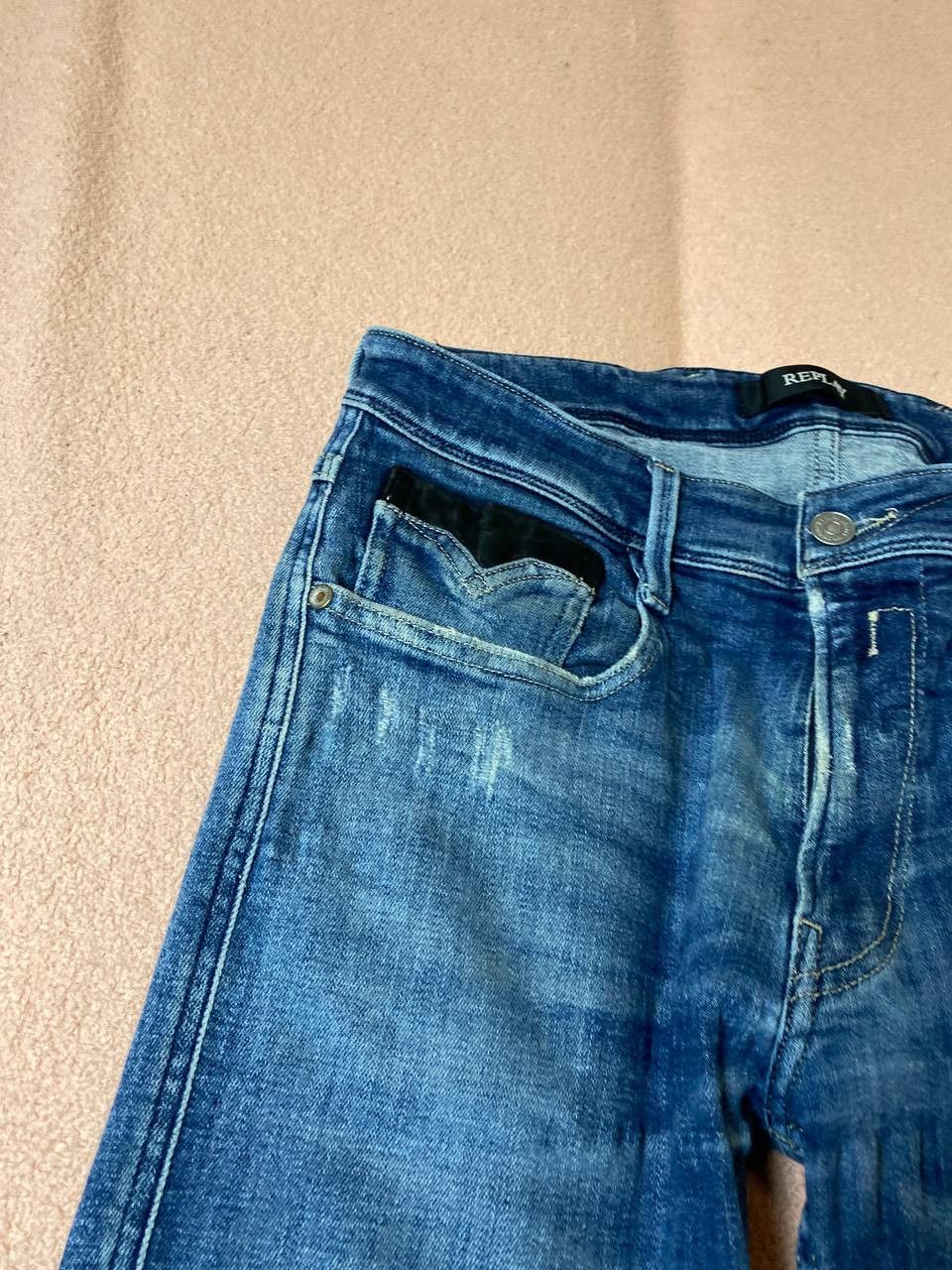 Replay × Vintage Replay Anbass Slim Fit Mid Wash Jeans Blue Size US 33 - 6 Thumbnail