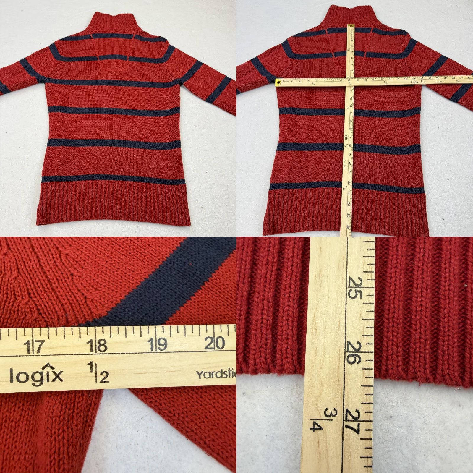 American Eagle Outfitters Rugby Striped 1/4 Zip Pullover Adult XS American Eagle Outfitters Knit Mock Neck Sweater Long Sleeve Casual Red Mens XS Size US XS / EU 42 / 0 - 8 Thumbnail