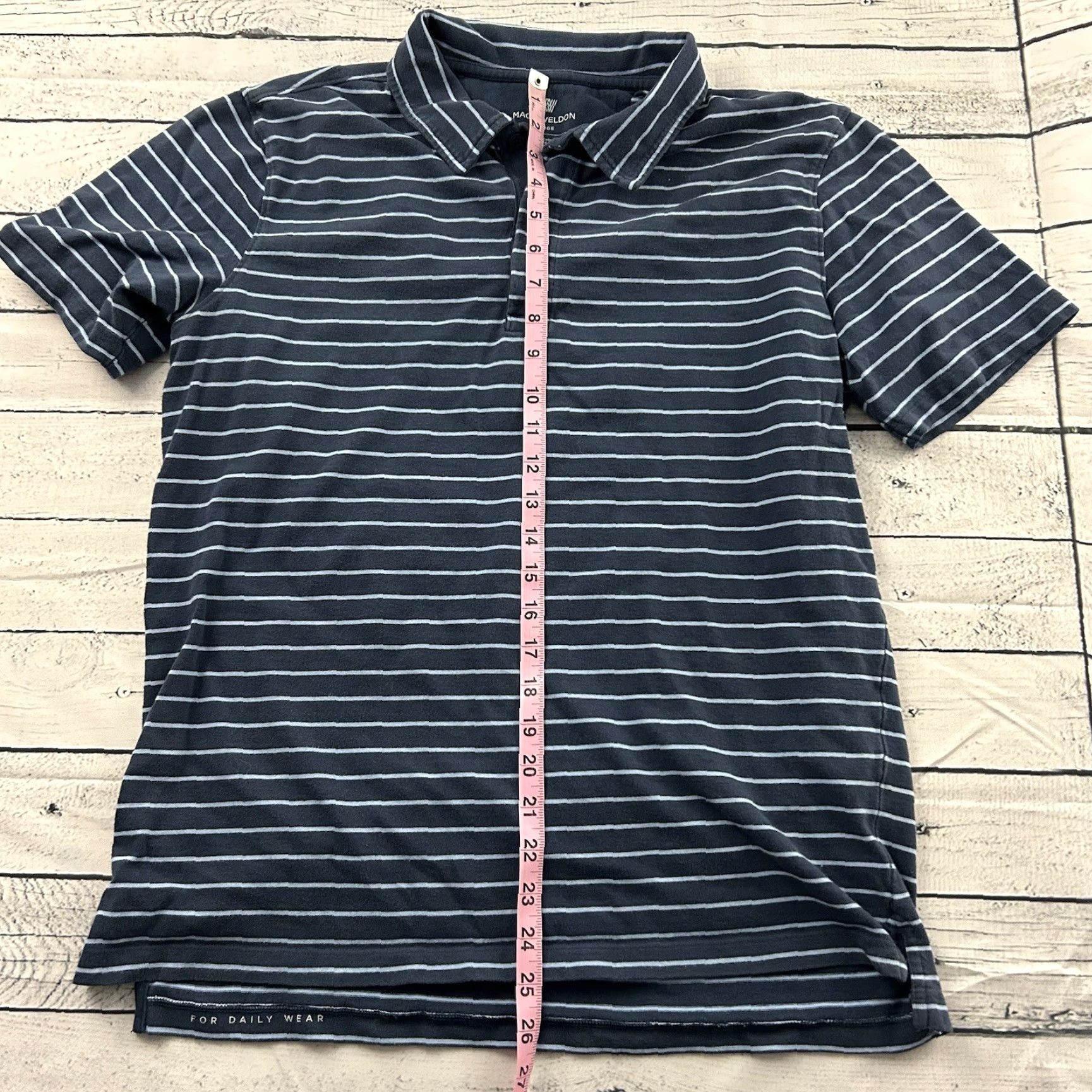 Vintage Mack Weldon Short Sleeve Striped Button-Up Polo Shirt Men's Large Blue Size US L / EU 52-54 / 3 - 3 Thumbnail