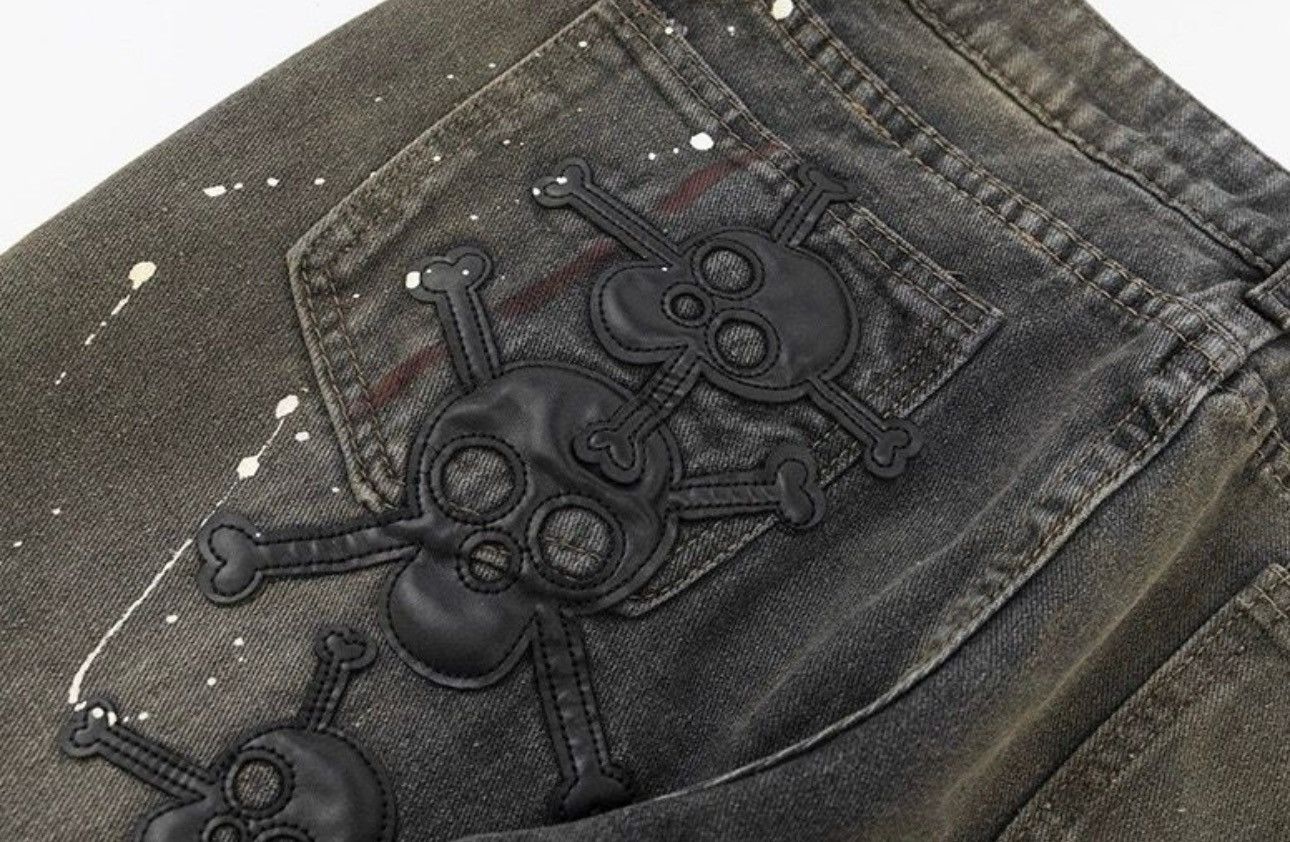 Japanese Brand × Vintage Avant garde retro skull paint splattered jeans pants Size US 32 / EU 48 - 7 Thumbnail