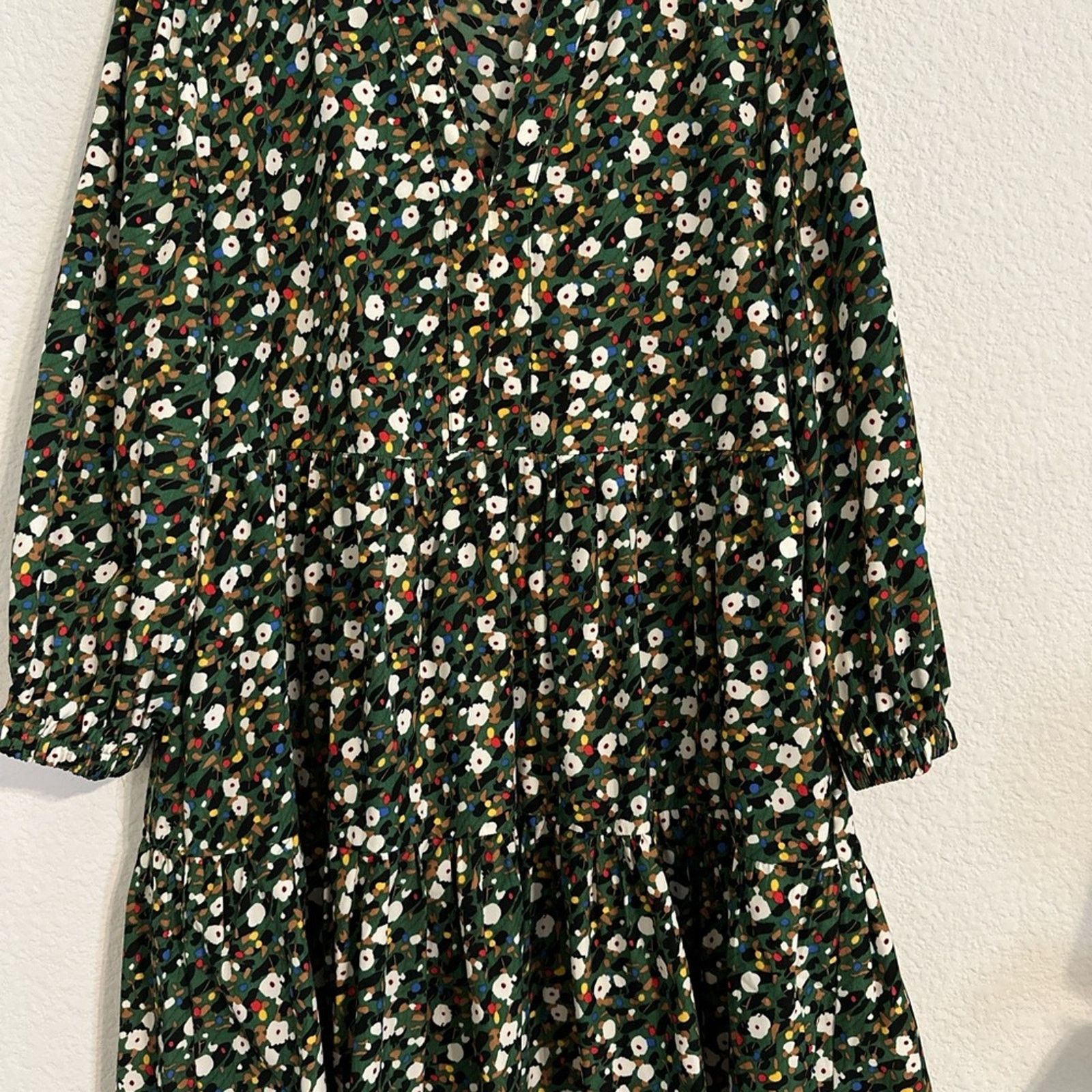 Enro Entro Dark Green Multi Long Sleeve mini dress Size M / US 6-8 / IT 42-44 - 3 Thumbnail