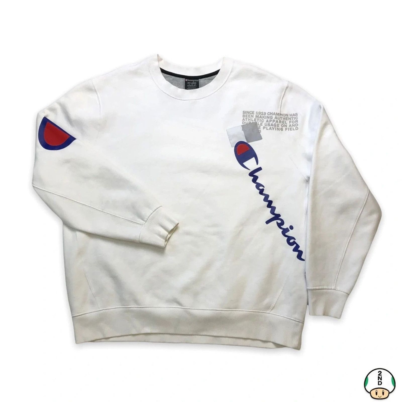 Champion × Vintage Champion Sweatshirt Script Spell Out AOP Pullover Crewneck Size US XL / EU 56 / 4 - 1 Thumbnail
