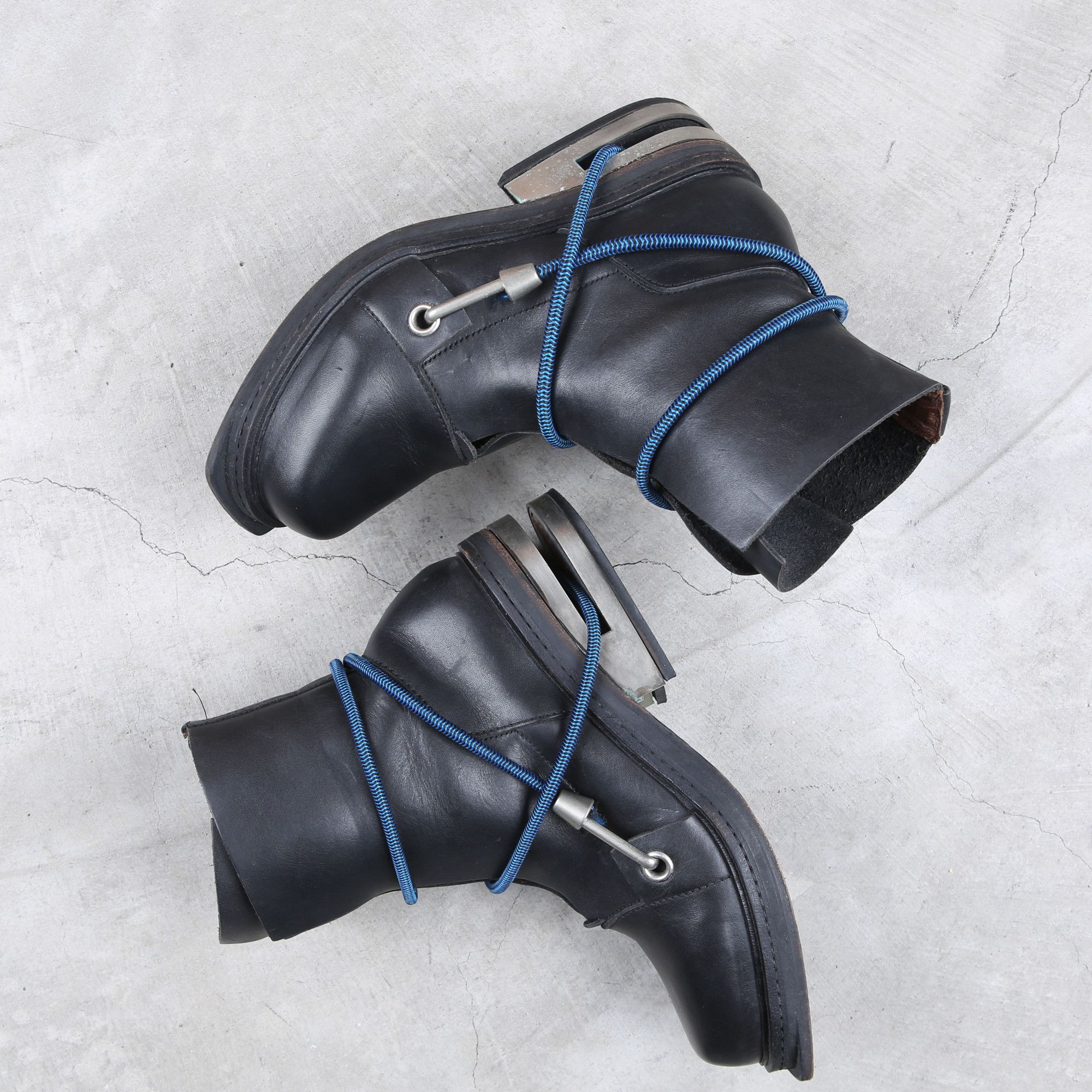 Dirk Bikkembergs Dirk Bikkembergs Black Bungee Boots 1996 Steel Cut Heel Size US 11 / EU 44 - 6 Thumbnail