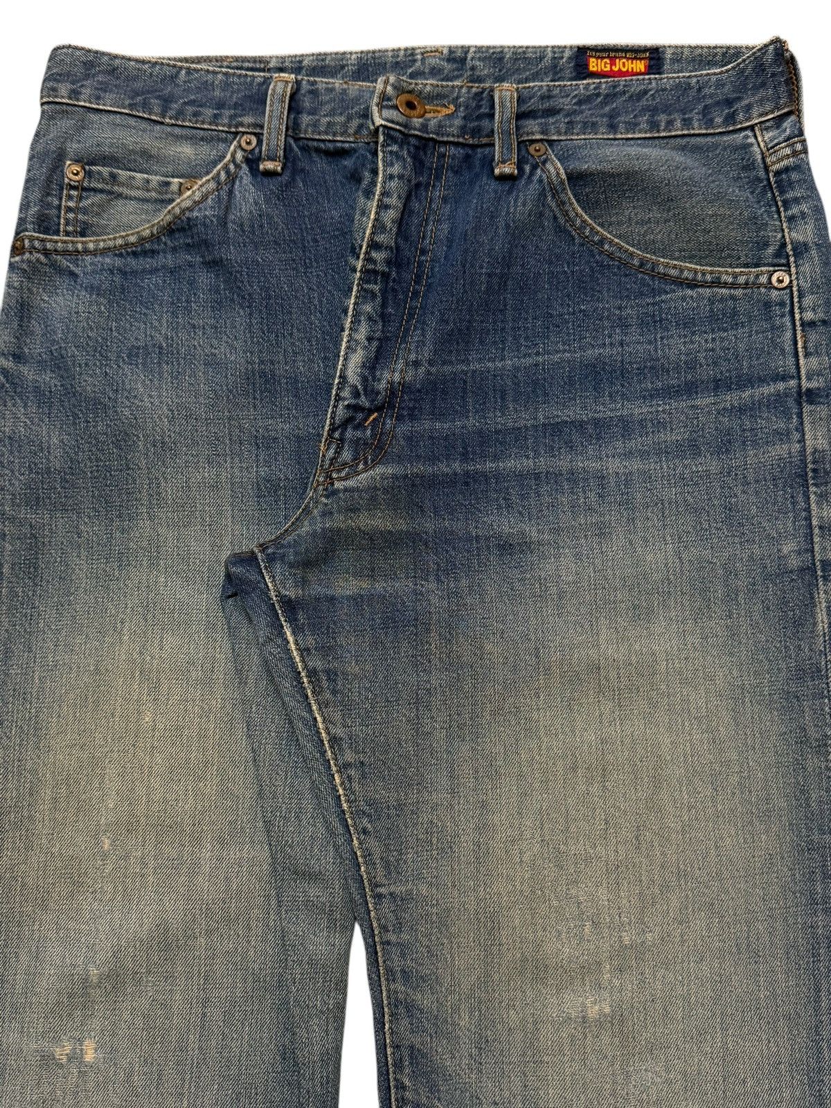 Big John Vintage 90s Big John Blue Faded Wash Distressed Wide Leg Size US 32 / EU 48 - 3 Thumbnail
