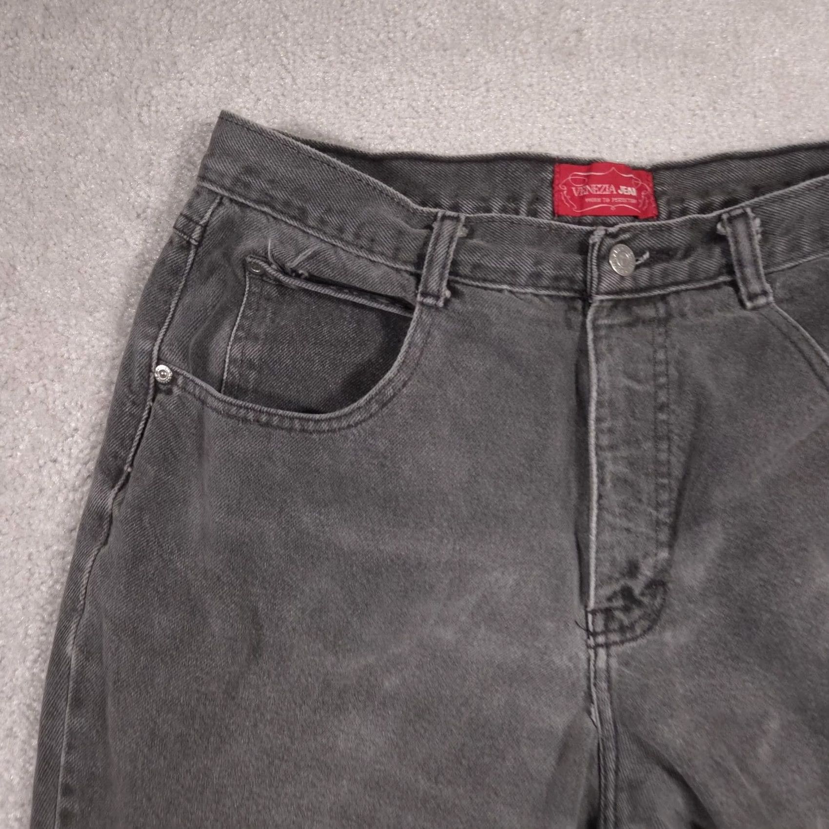 Vintage Venezia Jeans Womens High Rise Tapered Jeans Plus 16 Gray Charcoal Wash Denim Pants Size 38" / US 16 / IT 52 - 4 Thumbnail
