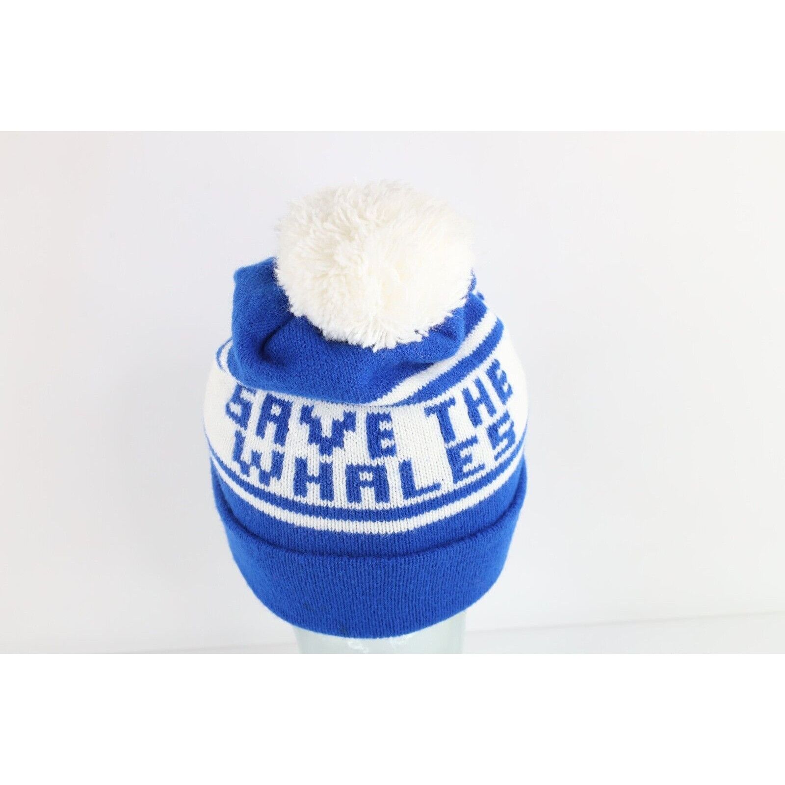 Vintage Vintage 90s Streetwear Save The Whales Pom Knit Hat Size ONE SIZE - 4 Thumbnail