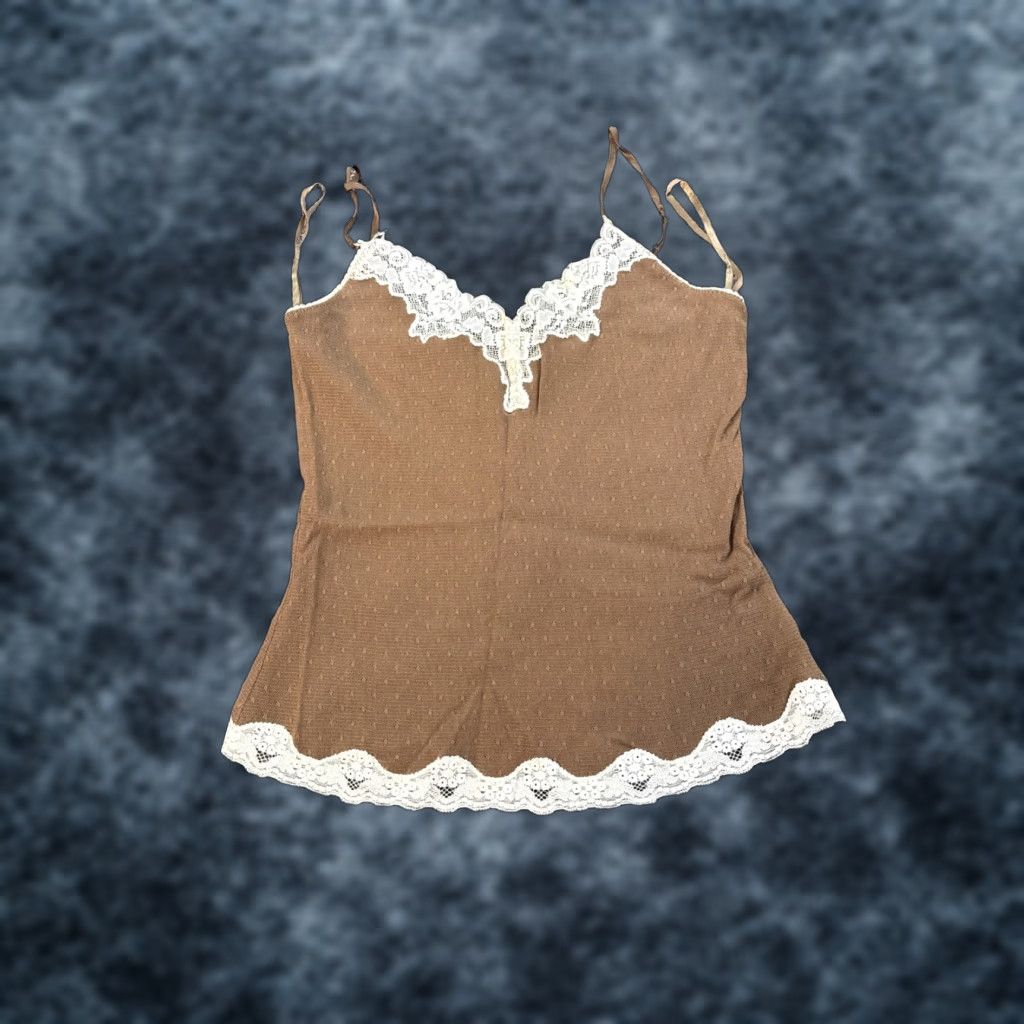 Express VINTAGE Express Camisole Top Womens Medium Brown Floral Lace Trim 90s Tank M Women Womens M Brown Floral Lace 90s Express Camisole Top Size M / US 6-8 / IT 42-44 - 1 Thumbnail