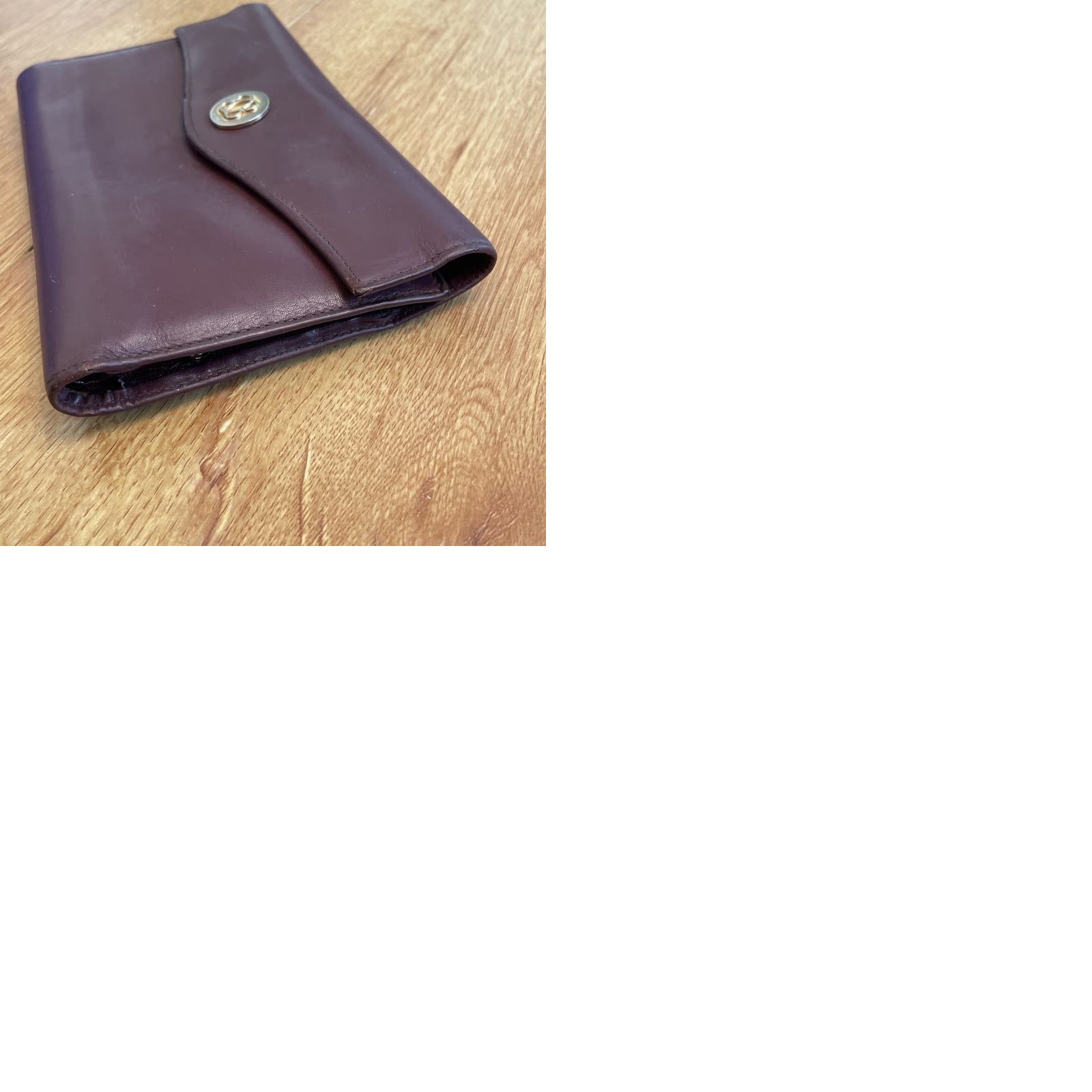Bosca VINTAGE Bosca Envelope Wallet Clutch 7” Full Grain Leather Kiss Lock Burgundy Ladies Wristlet Women Purple Size ONE SIZE - 10 Thumbnail