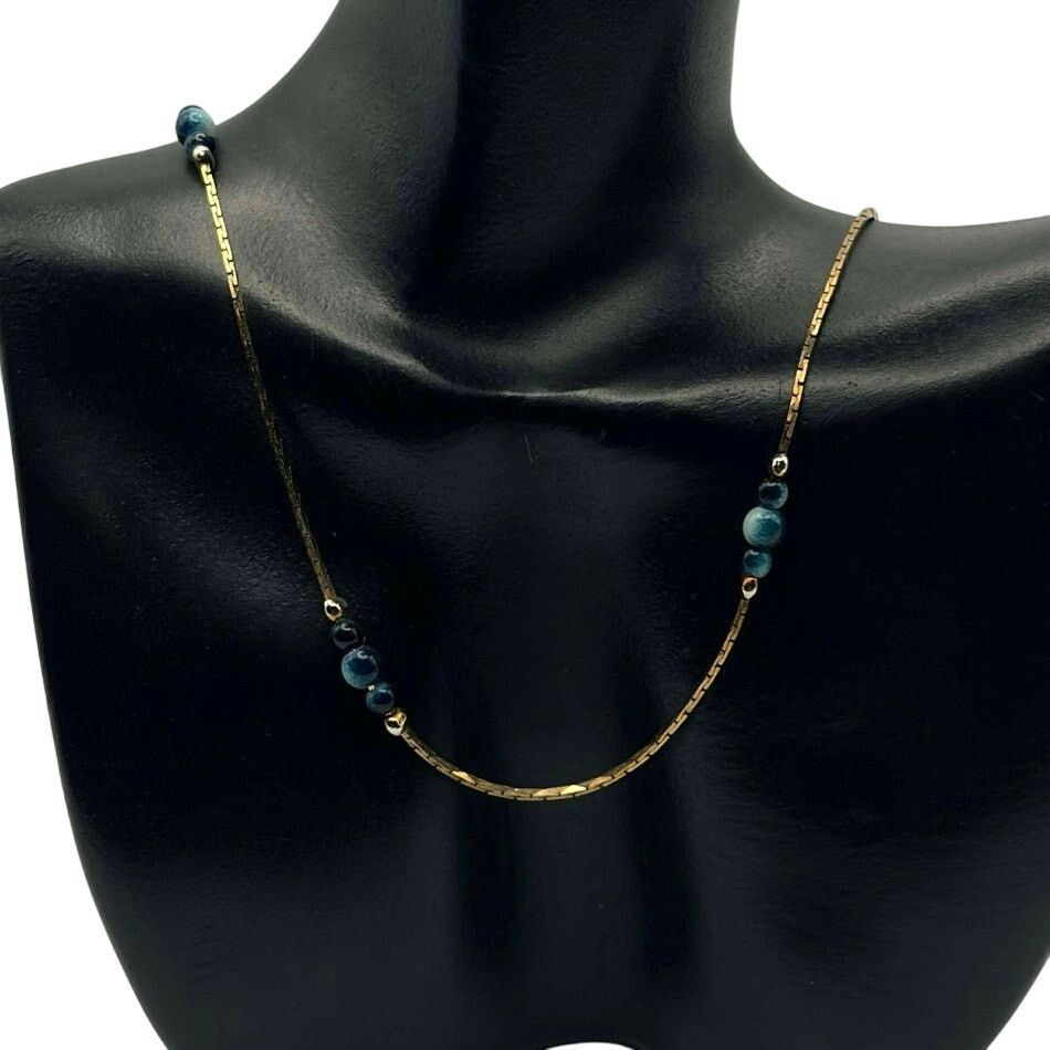 Other 90s Gold & Blue Bead Necklace Size ONE SIZE - 1 Thumbnail