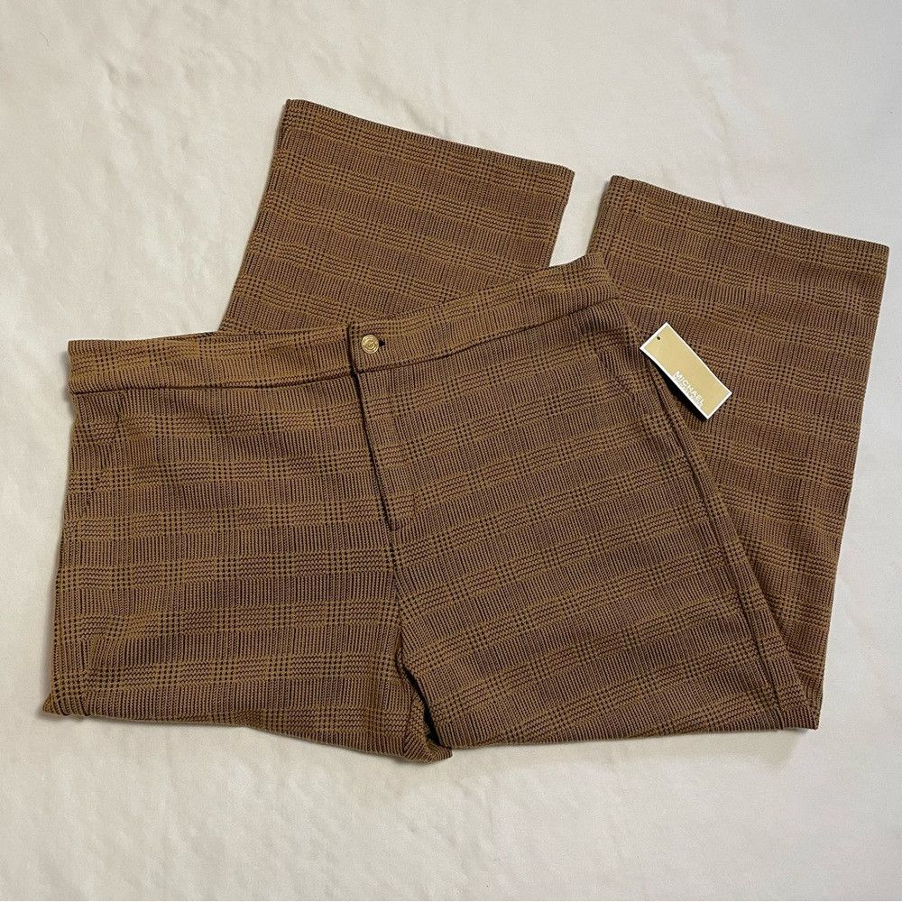 Michael Kors NWT New $110 Michael Kors Brown Plaid Stretch Pants Size XL Size 38" / US 16 / IT 52 - 3 Thumbnail